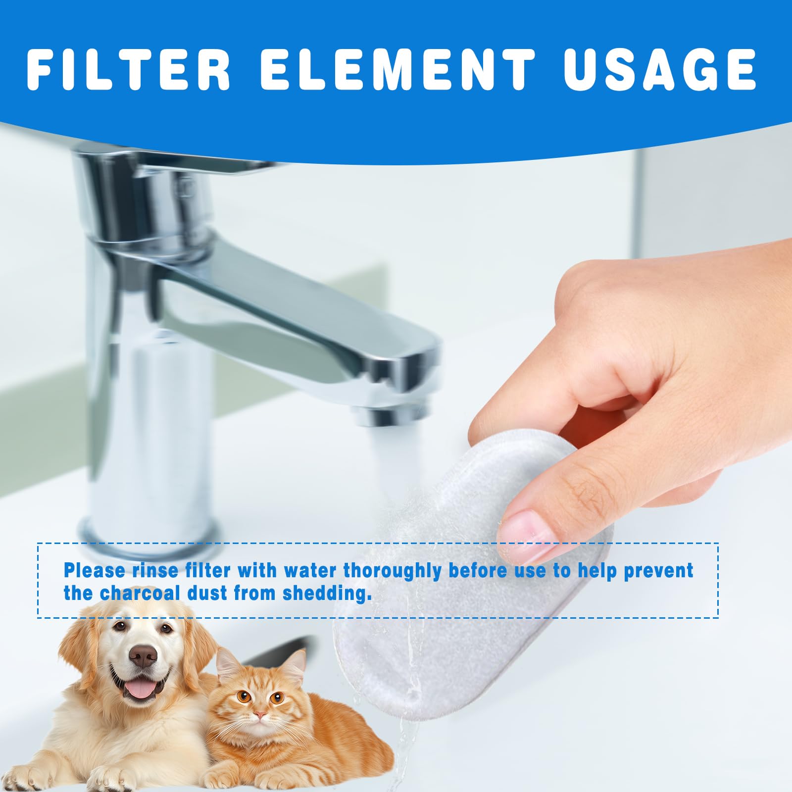 20Pack Cat Water Fountain Filters For Stainless Steel 108Oz/3.2L& 67Oz/2L, Cat Fountain Filters Replacement For Adjustable Water