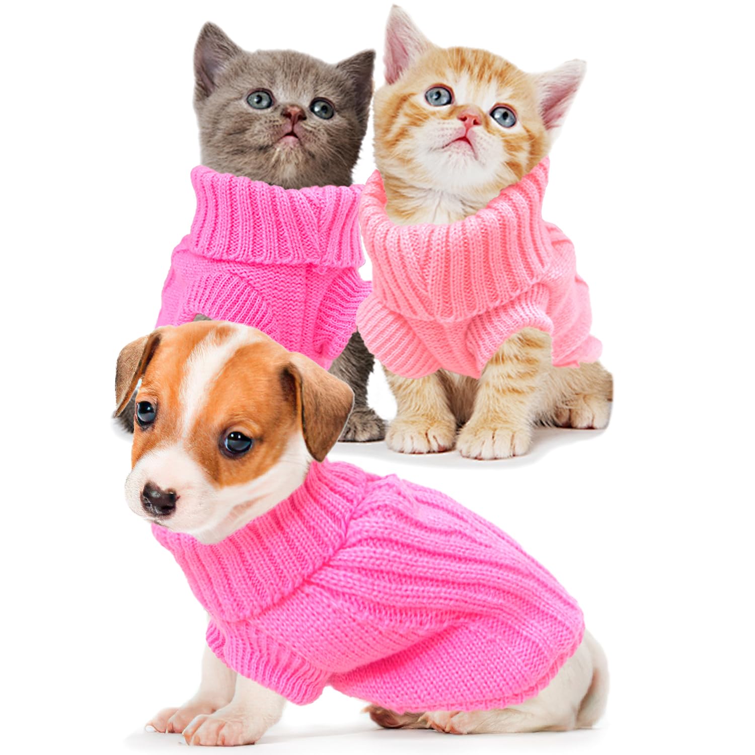 Set Of 2 Winter Dog Clothes For Small Dogs Winter Cute Dog Sweaters Warm Small Dog Pullover Sweater Pet Clothing For Kitten Chih