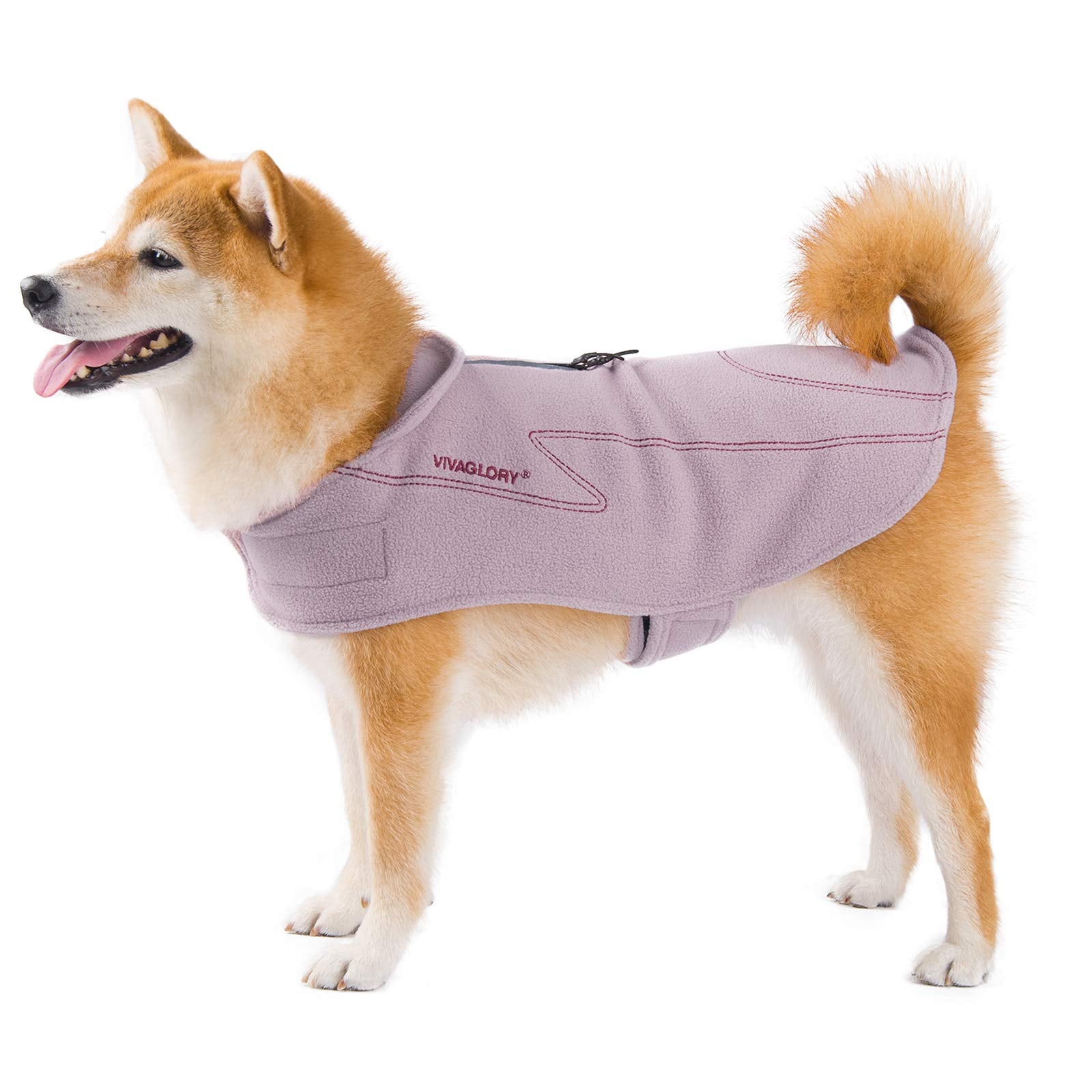 Vivaglory Dog Fleece Coat Warm Jacket With Hook And Loop Fastener, Easy To Take On And Off, Winter Vest Sweater For Small Medium Large Dogs Puppy Windproof Clothes For Cold Weather, Pink, Xl