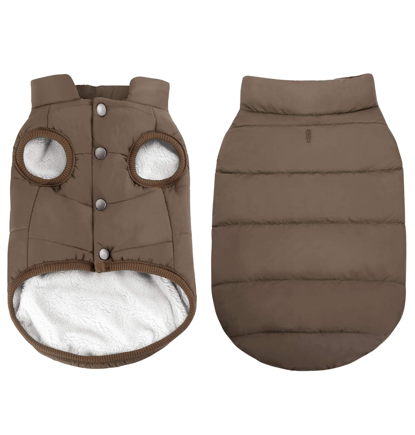 Asenuk Windproof Winter Coat - Waterproof Dog Jacket - Warm Dog Vest - Fleece Lined - Sizes S/M/L (L, Coffee)