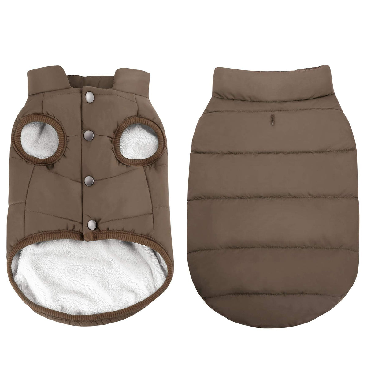 Asenku Windproof & Waterproof Dog Jacket - Warm Fleece Lined Vest For Small To Xxxl Dogs (Coffee)