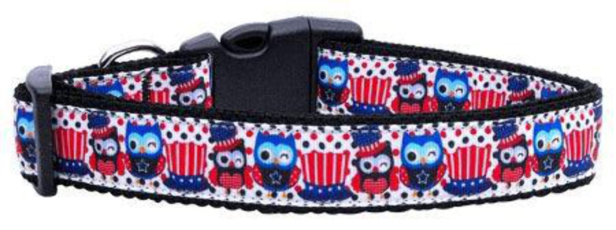Pet Dog & Cat Nylon Collar or Leash, &quot;Proud Owls&quot; XS Collar
