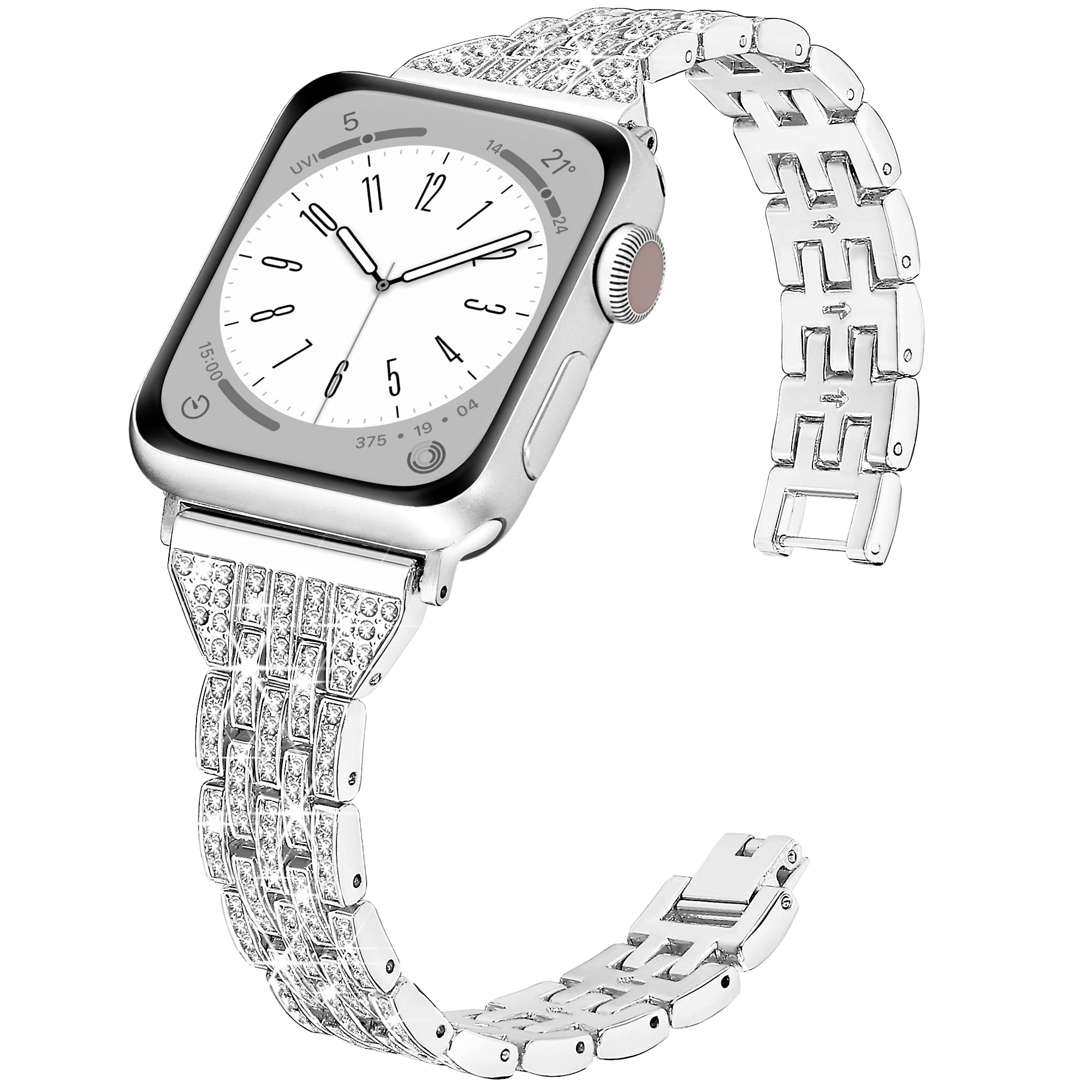 Compatible With Apple Watch Band 41Mm 40Mm 38Mm, Luxury Diamond Band For Women, Dressy Cute Charm Bracelet, Bling Fashion Metal 