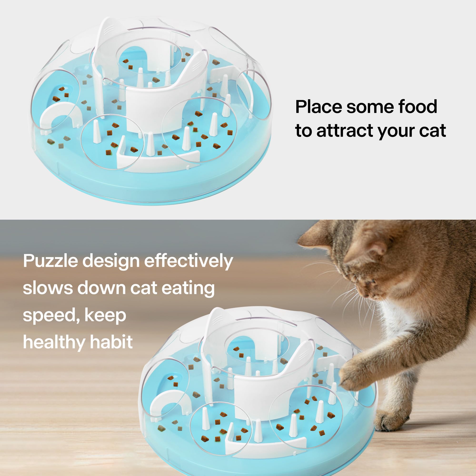 Pet Prime Cat Puzzle Feeder Interactive Enrichment Toys for Indoor Cats Slow Feeder Food Treat Puzzle Cat Stimulation Toys Blue