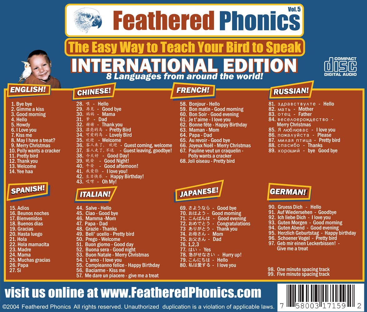 Pet Media Feathered Phonics The Easy Way To Teach Your Bird To Speak Volume 5: The International Edition