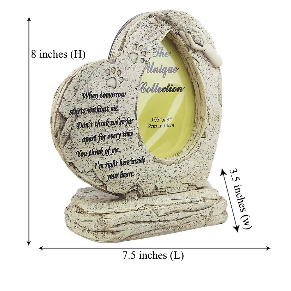 Jinhuoba Heart Shaped Pet Dog Memorial Stones With Photo Frame, Pet Dog Garden Stones Grave Markers Headstones Sympaty Memorial Gifts Loss Gifts Outdoor Or Indoor