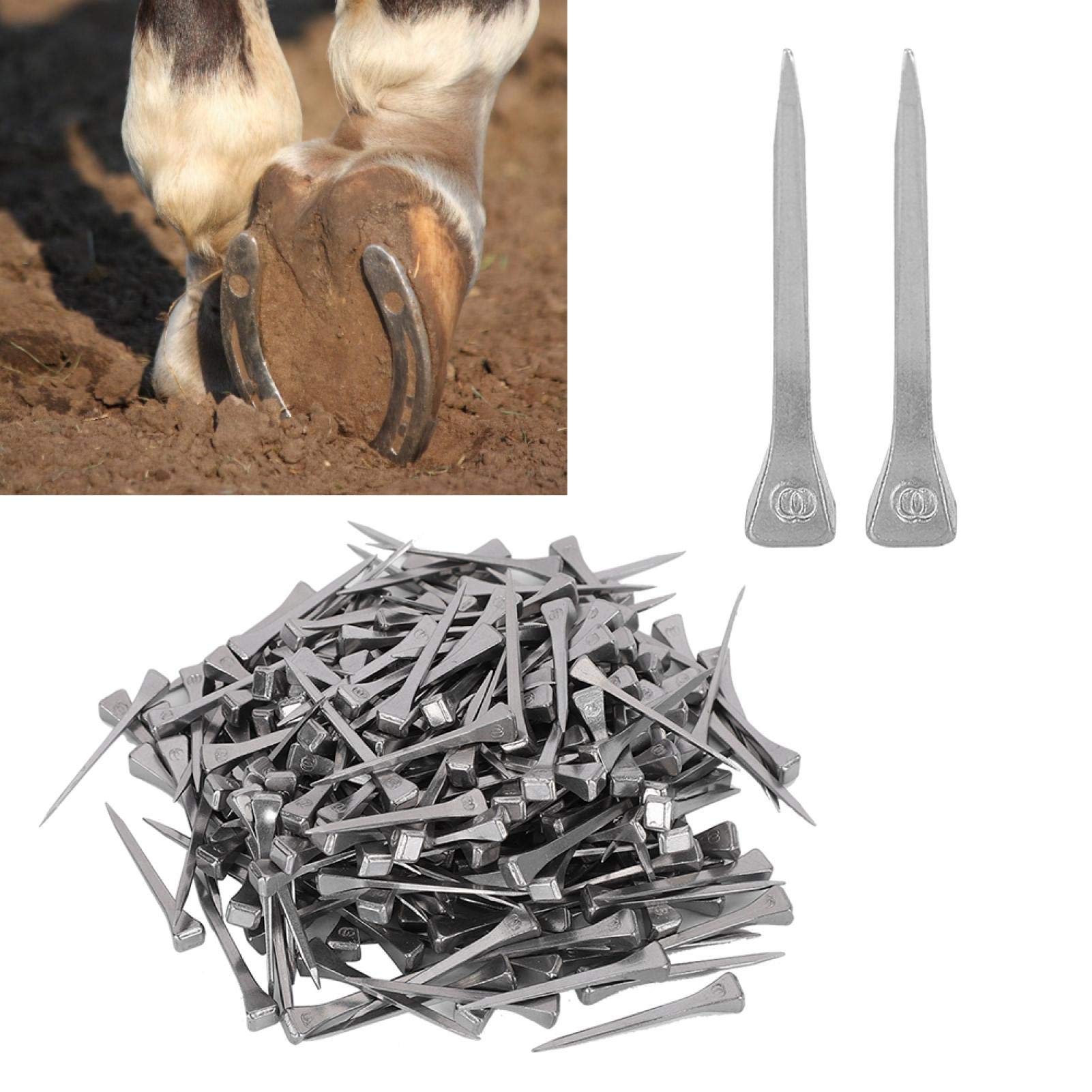 Salaty Steel Horseshoe Nails, Nail Accessory Horse Equipment Horse Hoof Nail, 4.8Cm Steel E4 Horseshoe Nail 250Pcs Horseshoe Nai