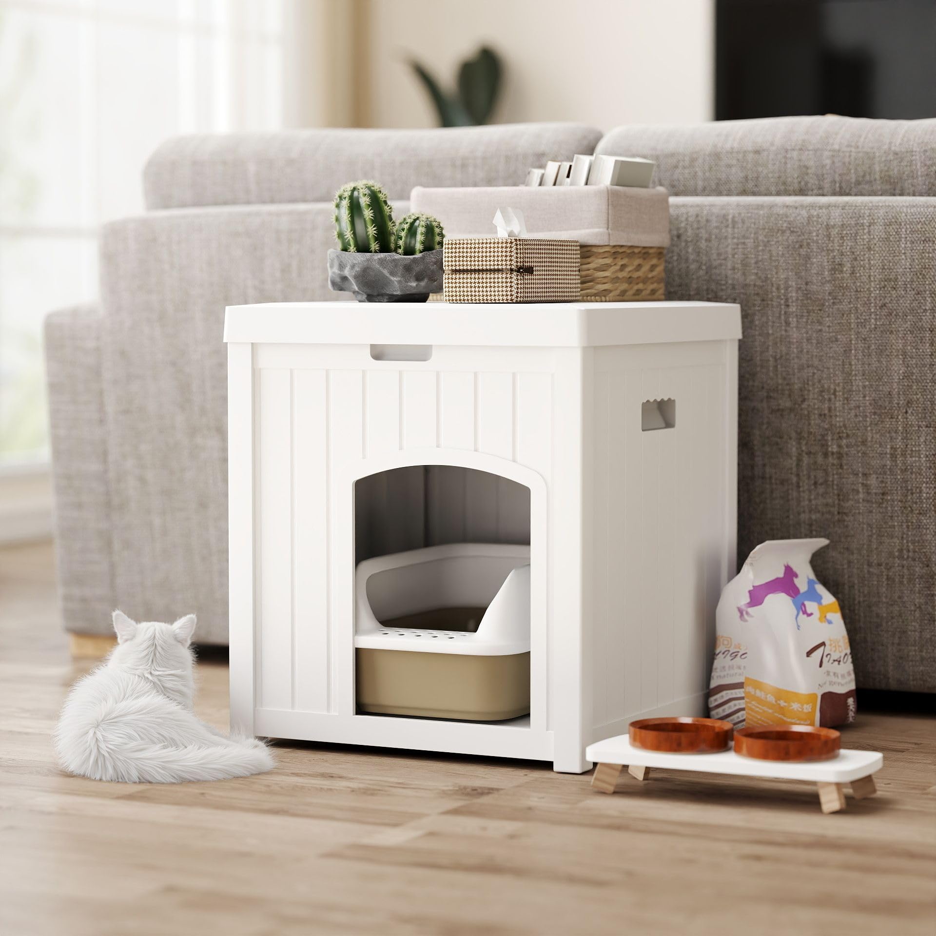 Ehhly Outdoor Cat House For Winter Waterproof, Outside Multiple Feral Kitty Cat Houses, Outdoor Cat Litter Box Enclosure Weather