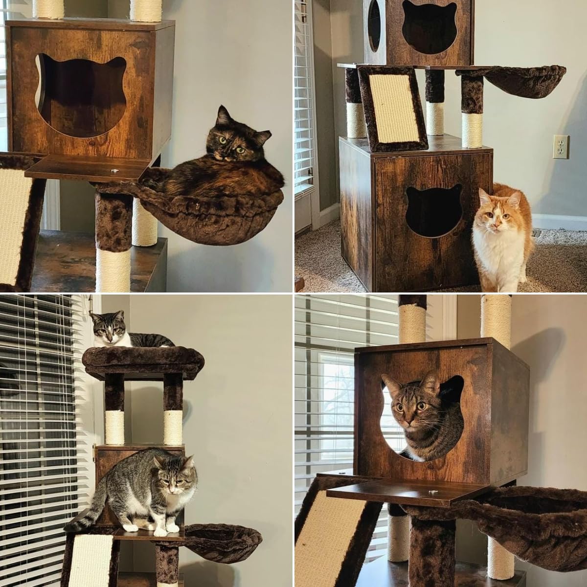 YITAHOME Modern Cat Tree with Litter Box Enclosure, Combo Endtable and Large Cat Tower with Basket, 4-in-1 Litter Box Furniture