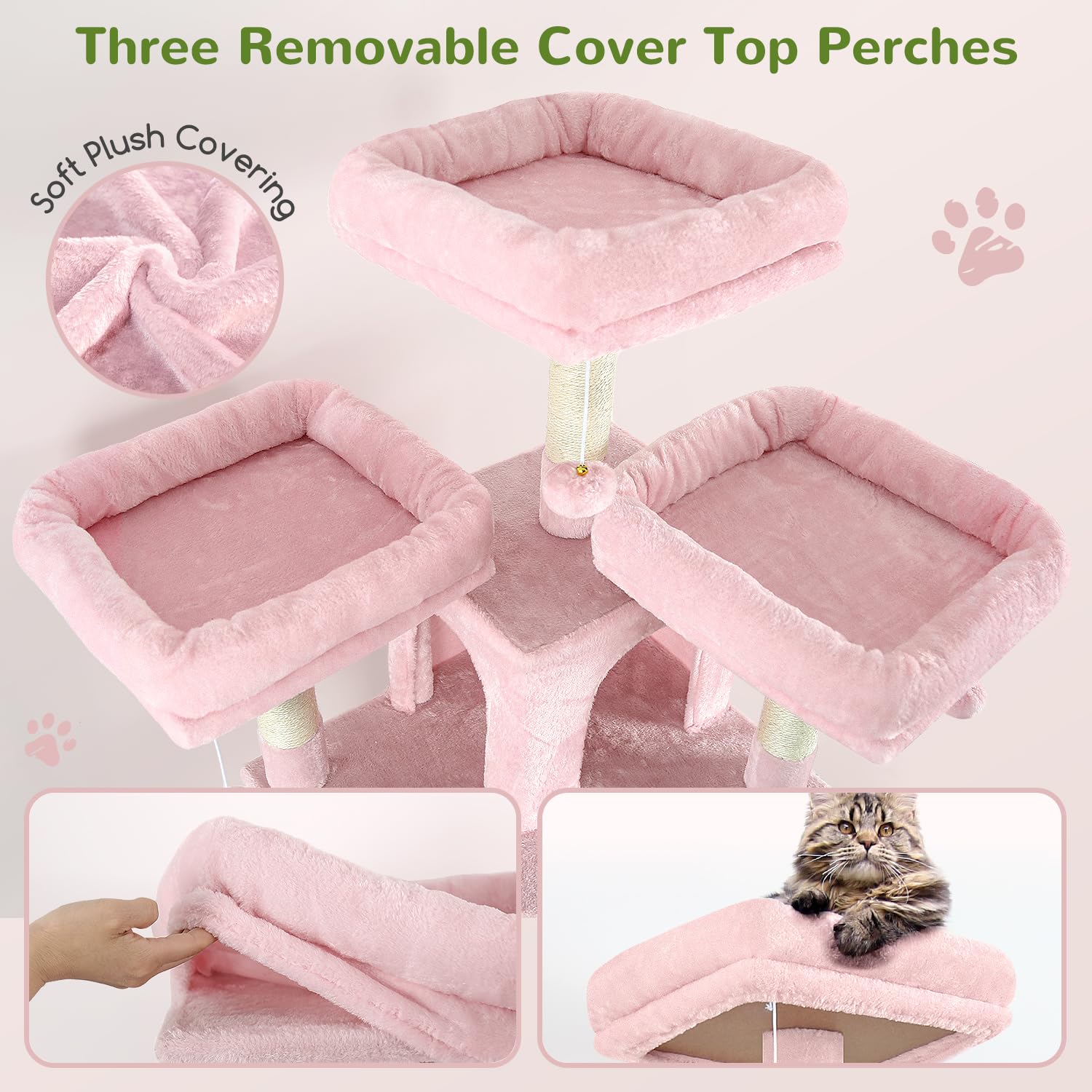 Globlazer F80 Big Pink Cat Tower For Indoor Cats, 80Inch Cat Tower For Multiple Adult Cats Xxl Cat Tree With Scratching Post, Ha