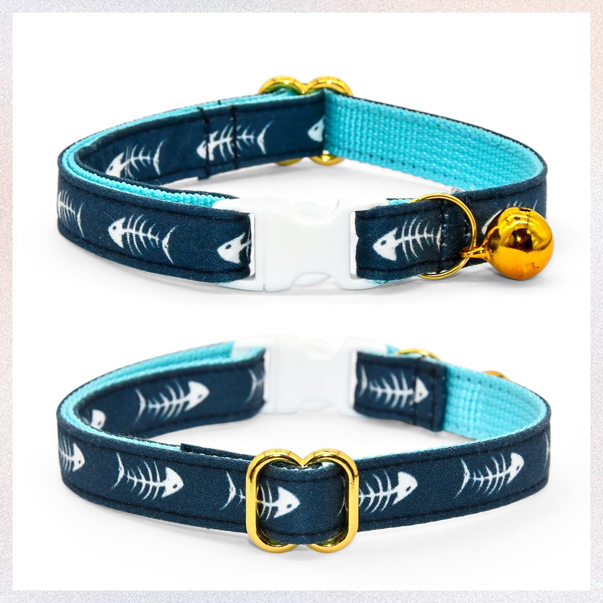 Fish Bone Cat Collar Bow Tie, Breakaway Safety Collar, Wedding/Birthday Cat Accessories, Adjustable Bowtie, Removable Jingle Bel