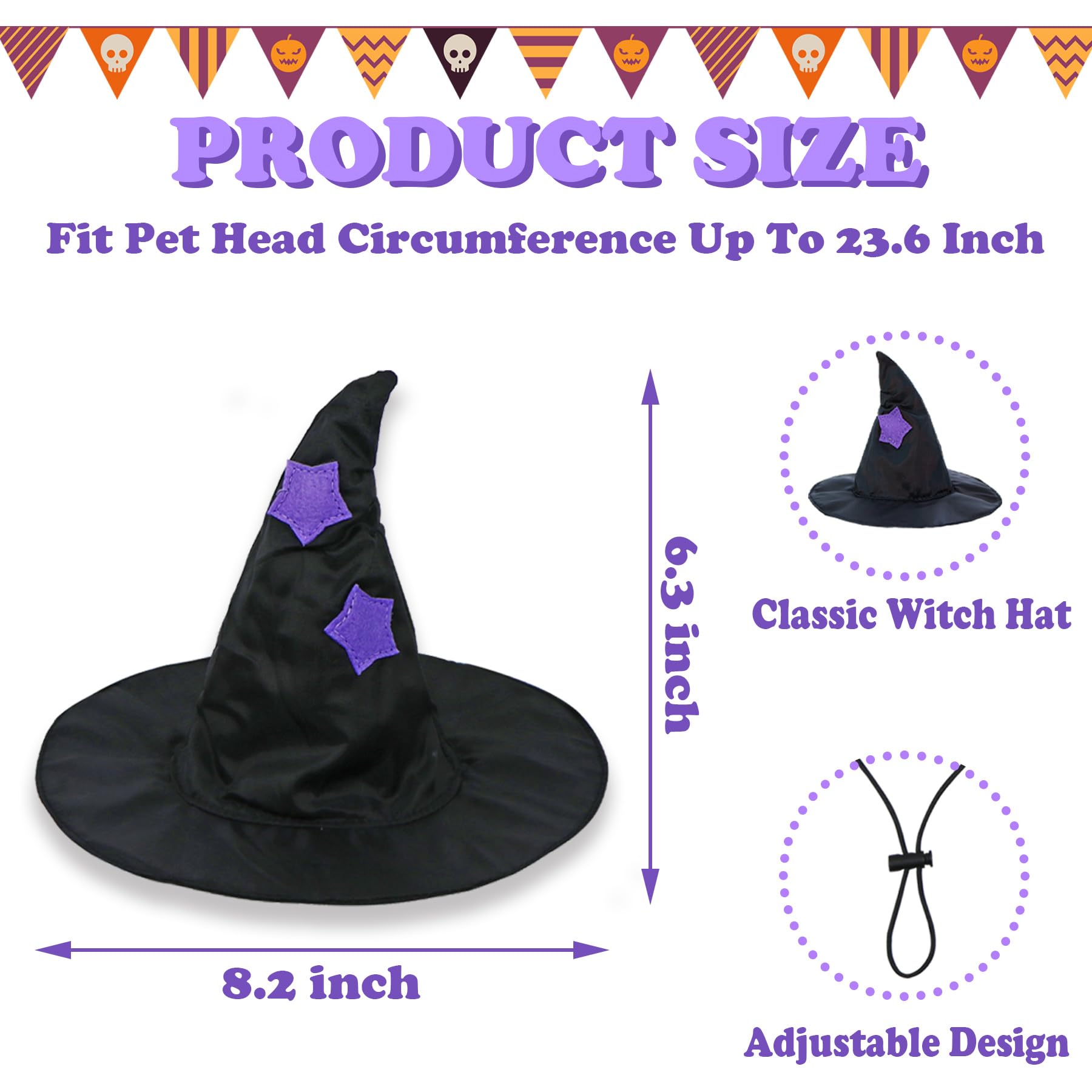 Goyoswa Dog Halloween Costumes, Dog Witch Costume Halloween Dog Witch Cloak Cape Wizard Hat Halloween Costumes For Small Medium Large Dogs Pets(Large)