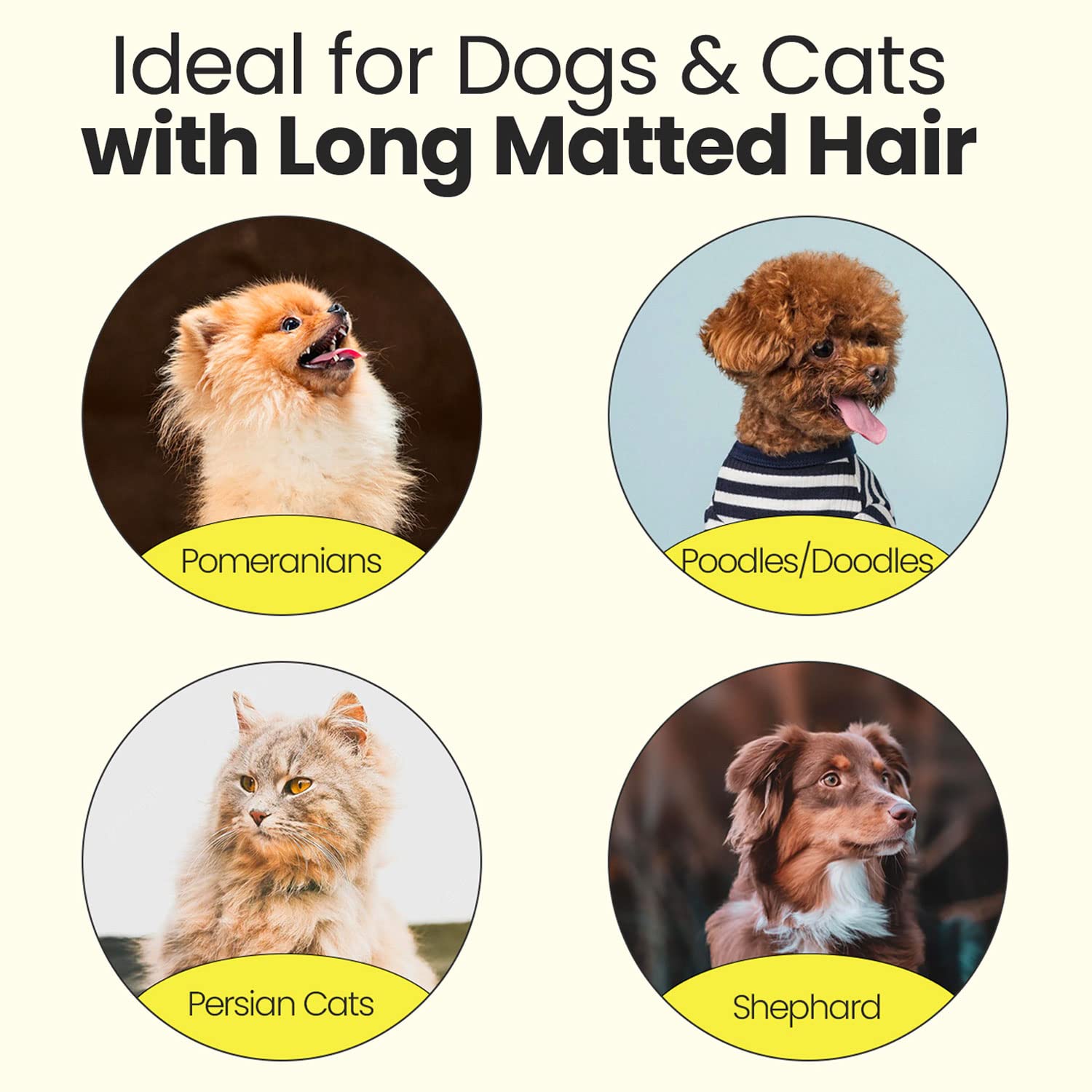 Shedtitan Metal Dog Comb For Matted Hair & Detangler Combs Set - Remove Tangles & Matted Fur - Easy Safe Cat & Dog Combs For Grooming Doodles