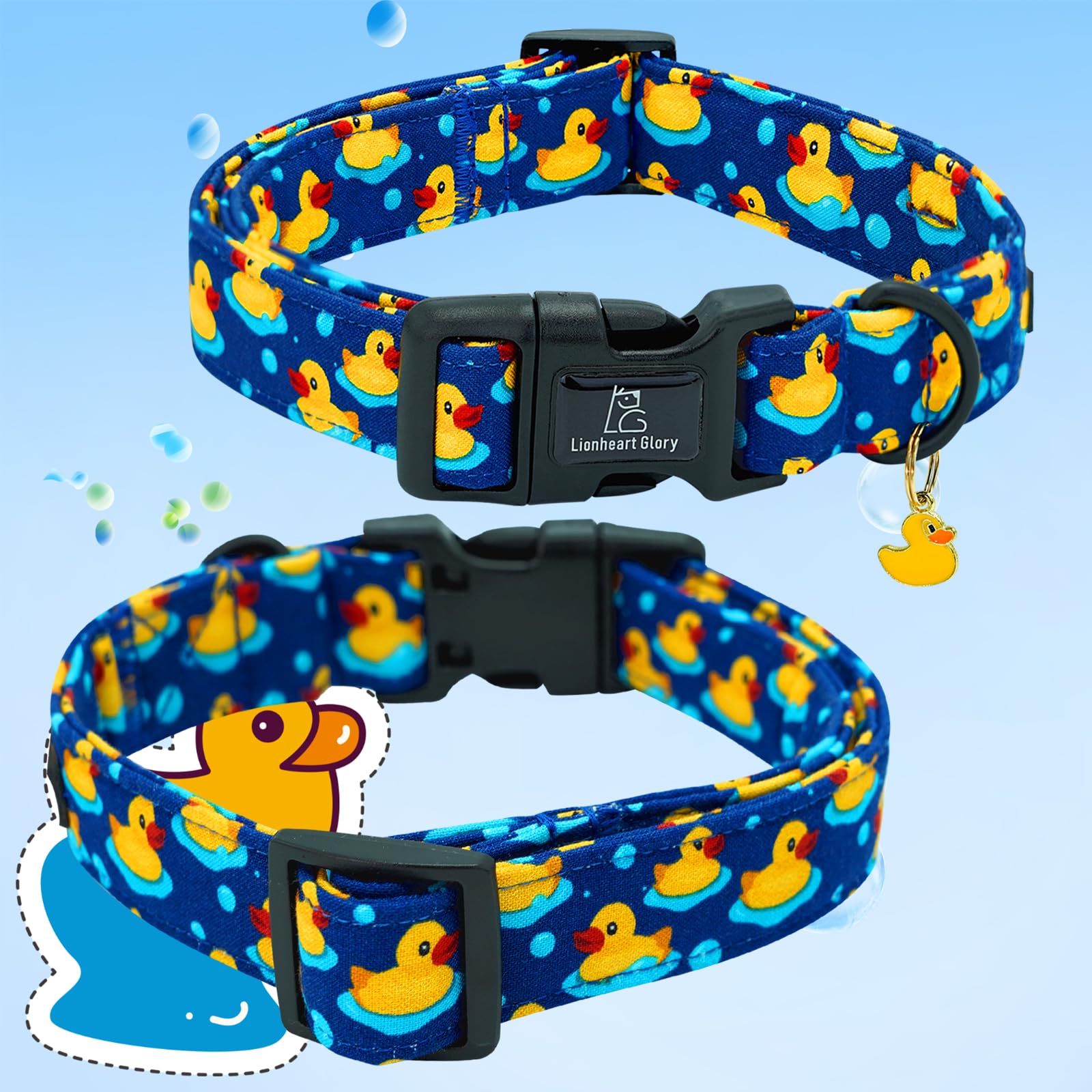 Lionheart Glory Dog Collar Ducky Pattern Cute Collar For Medium Dogs Spring Summer Female Or Male Collars Pets Gift Adjustable H