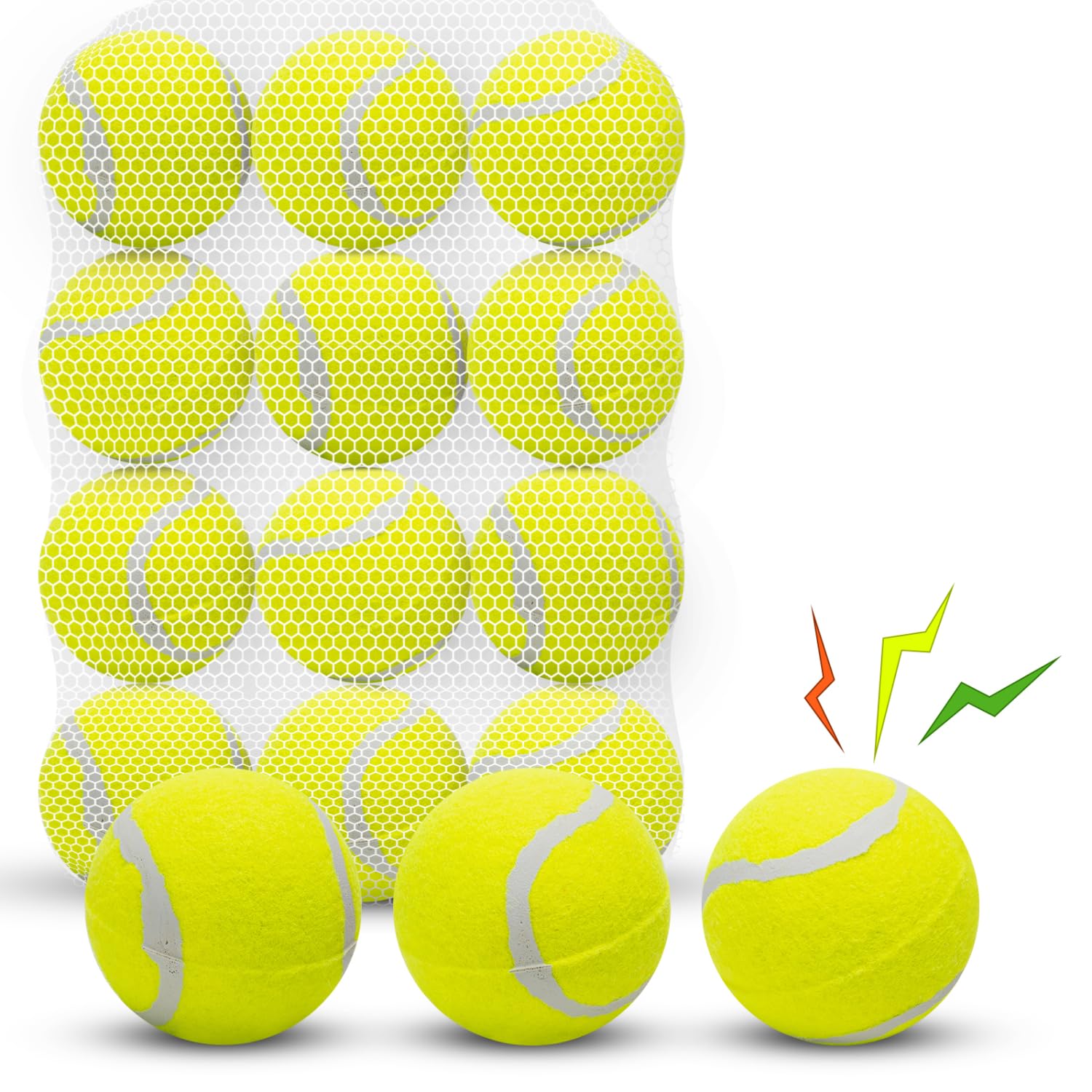 Nobleza 12 Pack 2.5' Floatable Squeaky Tennis Balls for Small Medium Dogs, Training Safe Natural Rubber Squeaky Dog Balls for Fe