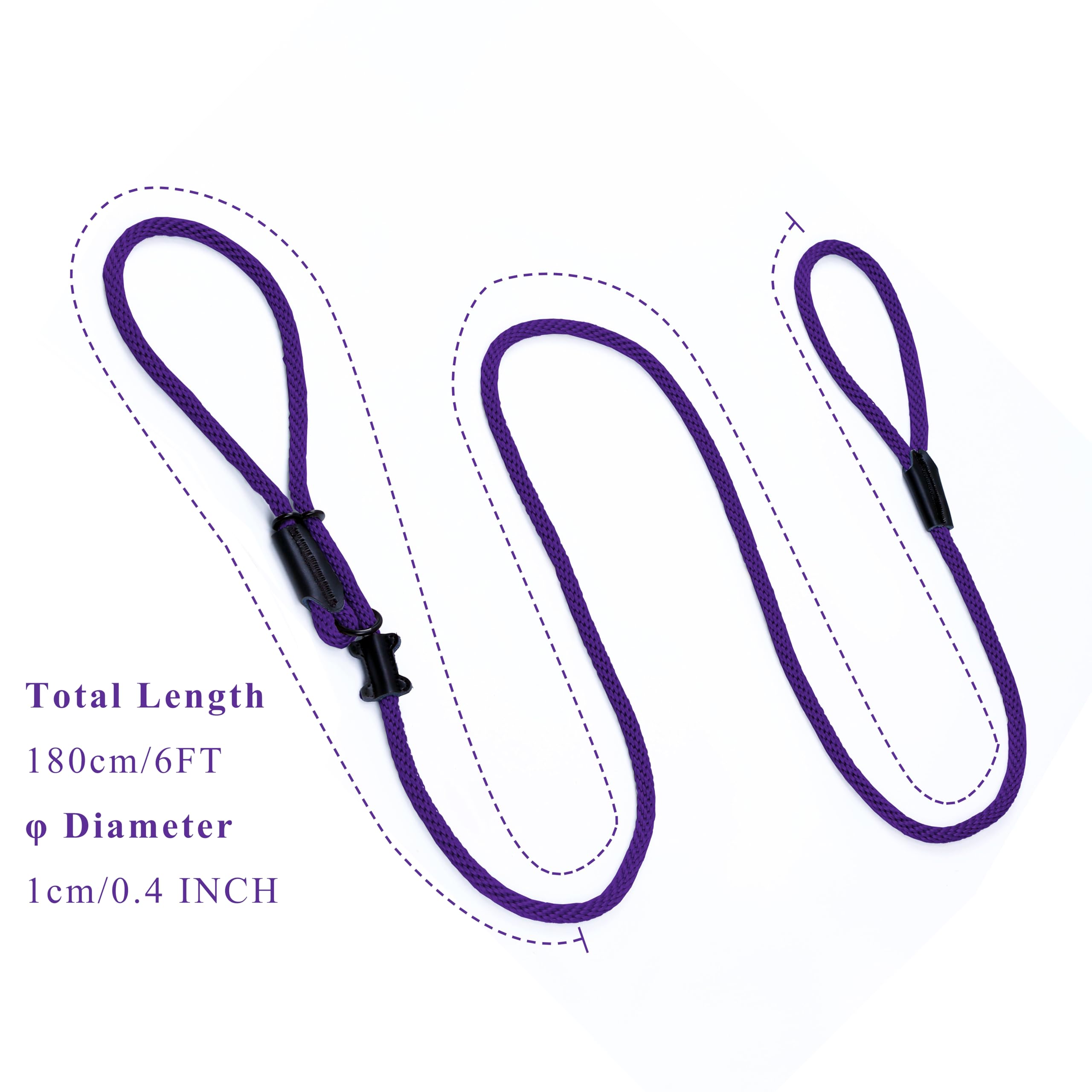 Multifunctional Figure 8 Padded Head Halter Walking Training Leather Stopper Slip Lead Dog Rope Leash (Purple)