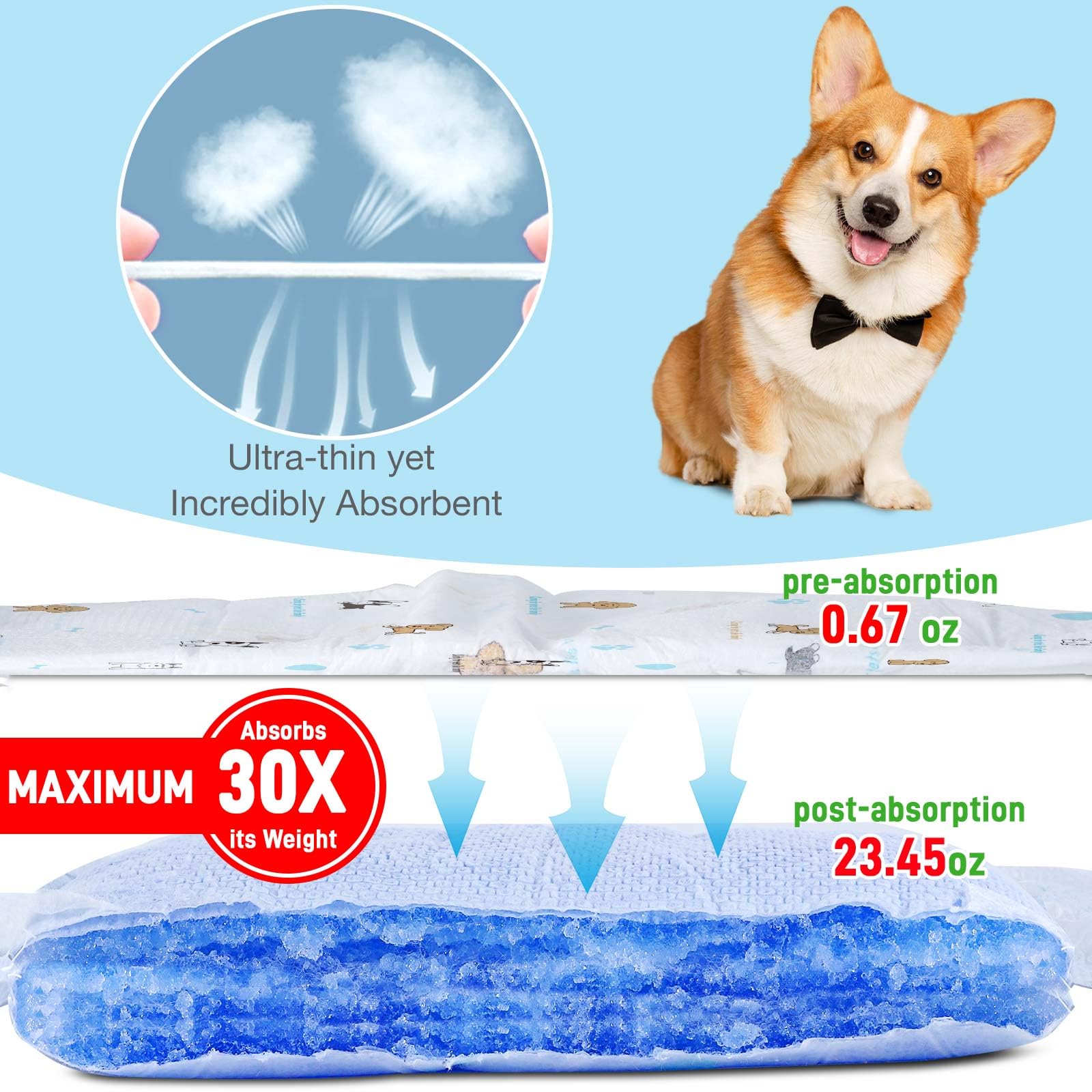 Dog Diapers Male Disposable Super Absorbent, 100 Count, Male Dog Wraps Leak Proof, Ultra Dry & Breathable, Large