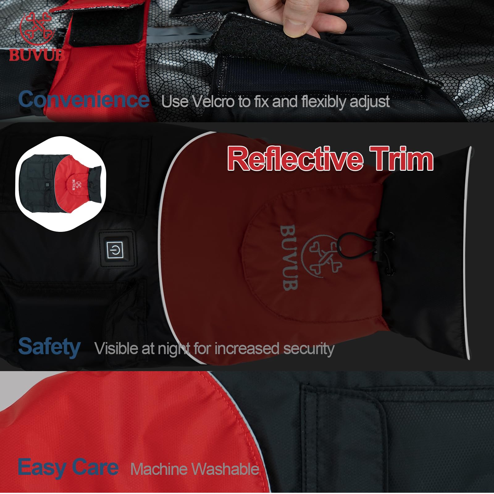 Buvub Heated Winter Jacket, Graphene Heat Coating, Water Resistant Fabric, Cat & Dog Coat (Xxxl)