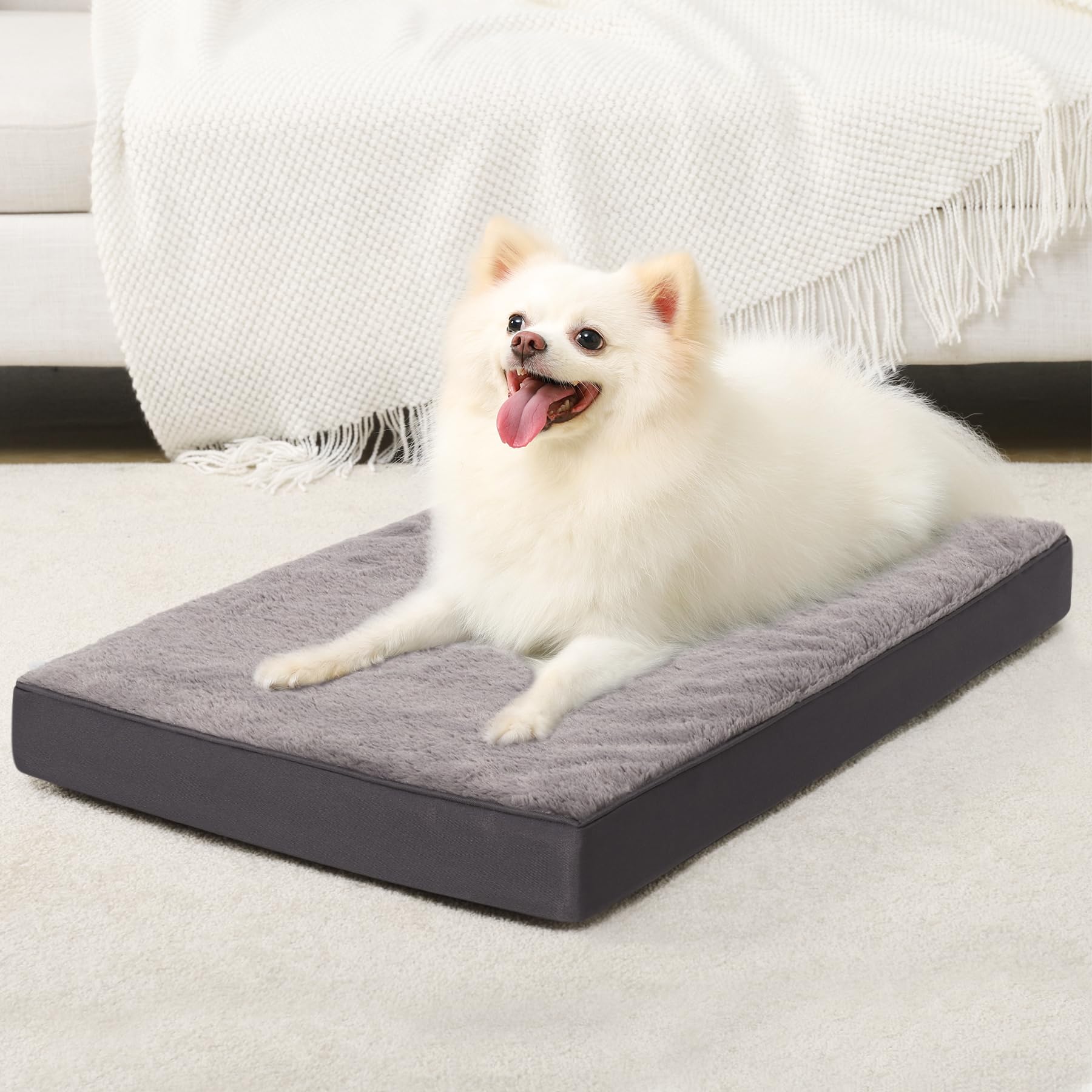 Ksiia Orthopedic Crate Bed: Deluxe Plush Washable Dog Bed For Small Dogs With Egg Crate Foam & Removable Cover, 23 X 17 Inch, Dark Gray