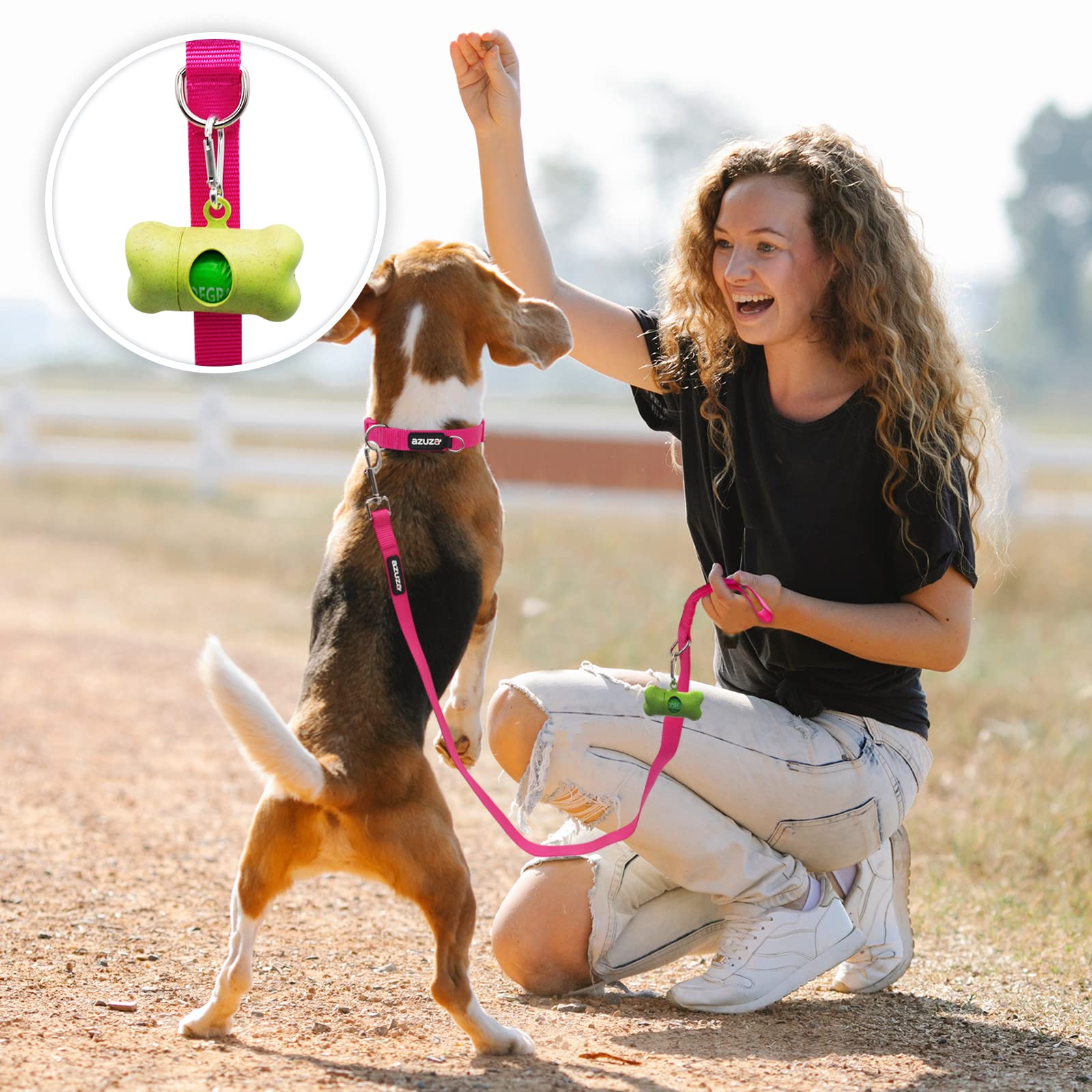 Azuza 3 Pack Nylon Dog Leashes,Strong & Durable Basic Style Leash With Easy To Use Collar Hook,Available In Multiple Lengths For Small Dogs, Hot Pink/Pink/Purple
