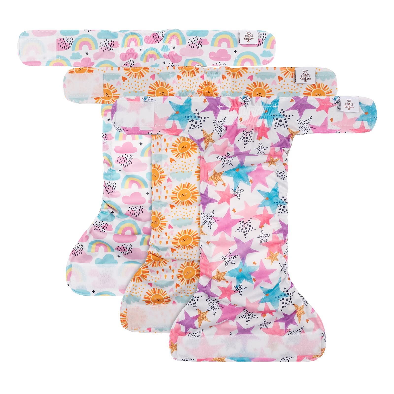 Cutebone Washable Dog Diapers Female 3 Pack Puppy Training Pants For Docked-Tail Dogs Wwd05M