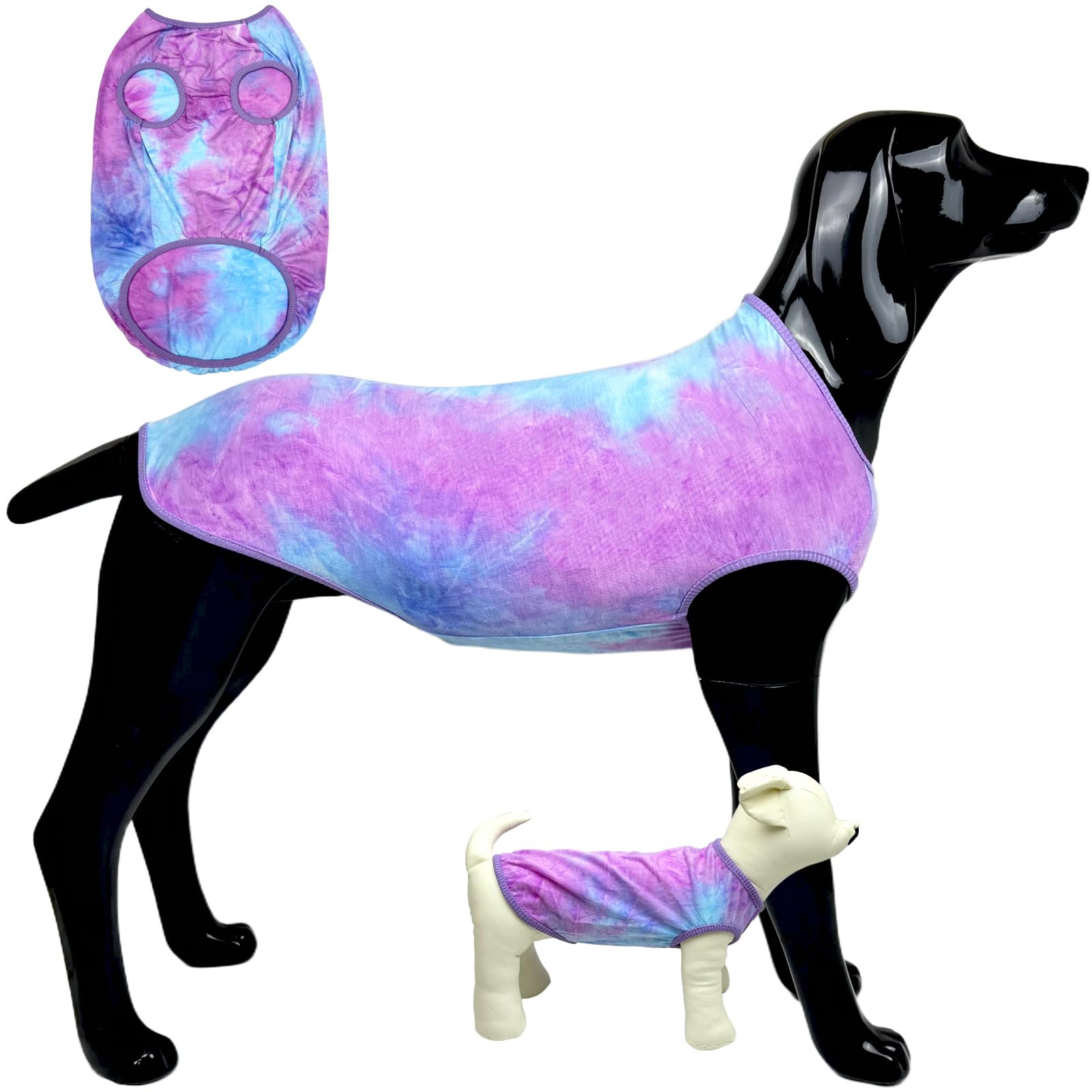D.E.E Cotton Dog Shirts Large Tie Dye Dog Clothes Lightweight Girl Boy Big (Vpurpleblue, X-Large)