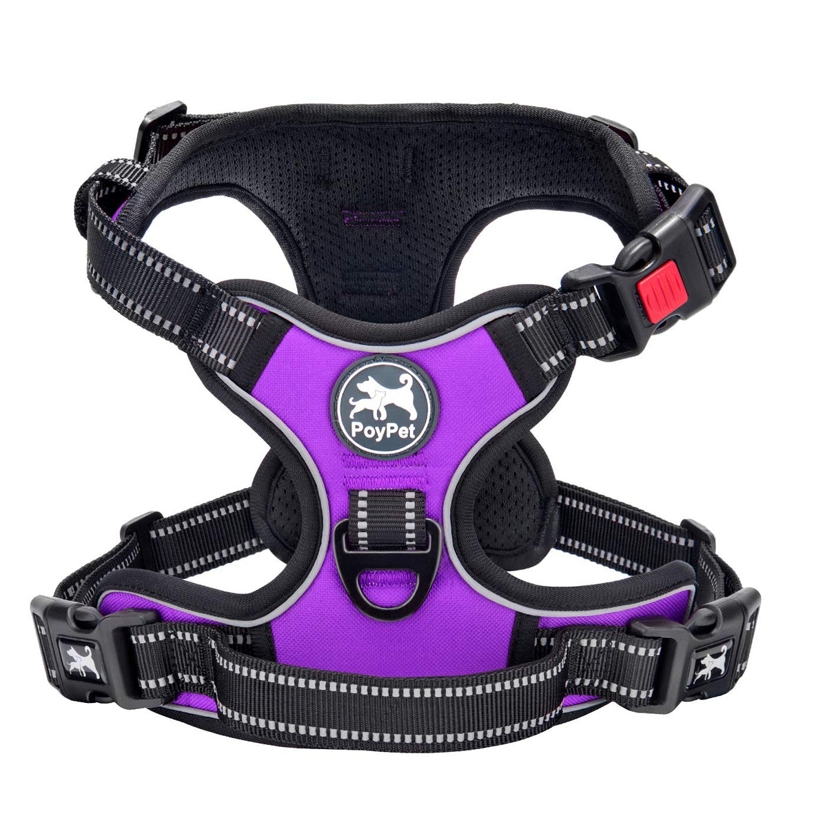 Poypet No Pull Dog Harness, No Choke Front Lead Dog Reflective Harness, Adjustable Soft Padded Pet Vest With Easy Control Handle For Small To Large Dogs(Purple,Xs)