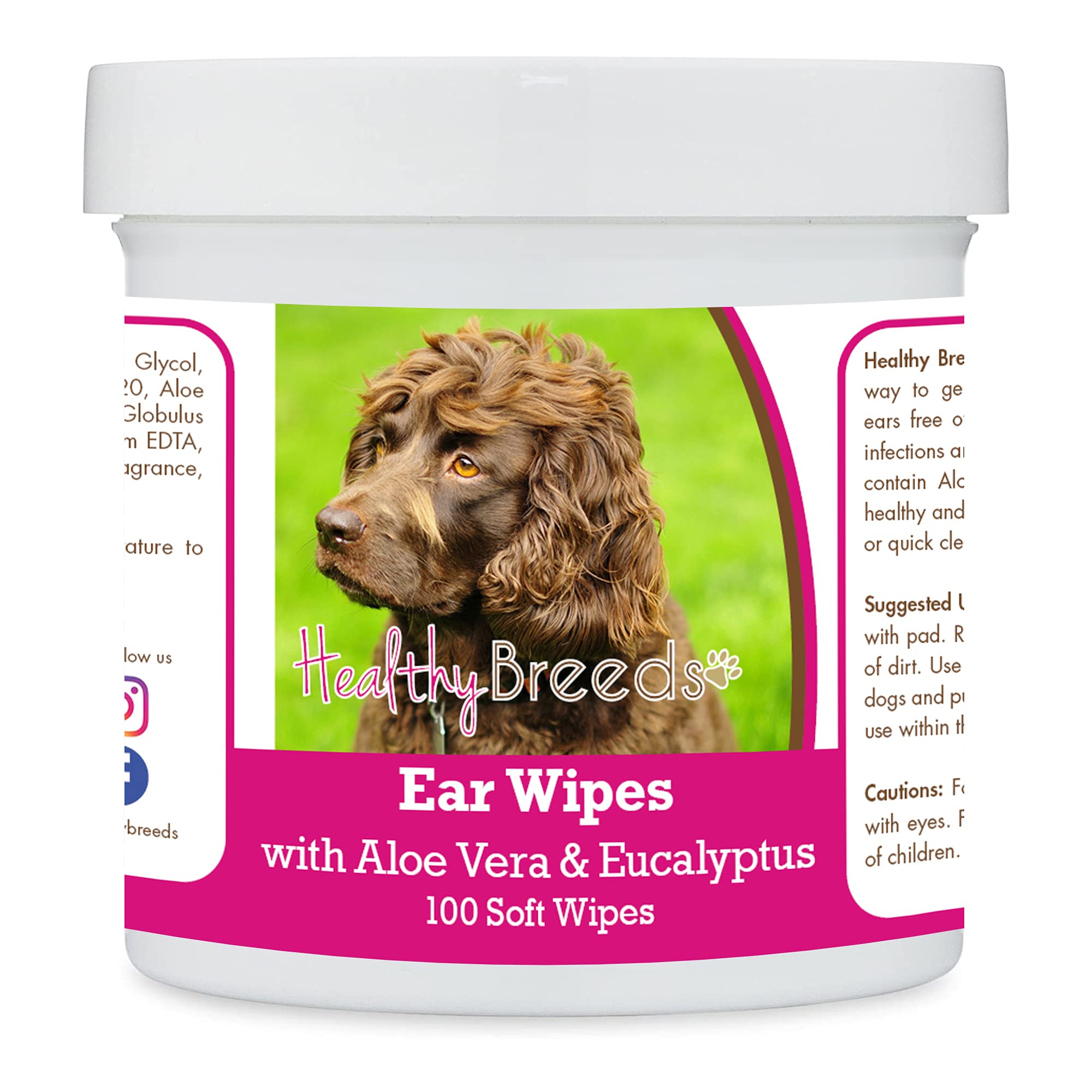 Healthy Breeds Boykin Spaniel Ear Cleaning Wipes with Aloe & Eucalyptus for Dogs 100 Count