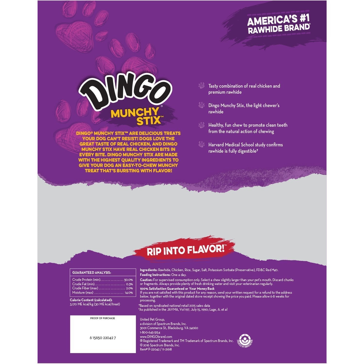 Dingo Munchy Stix, Made with Real Chicken, 50Count, 8 Pack