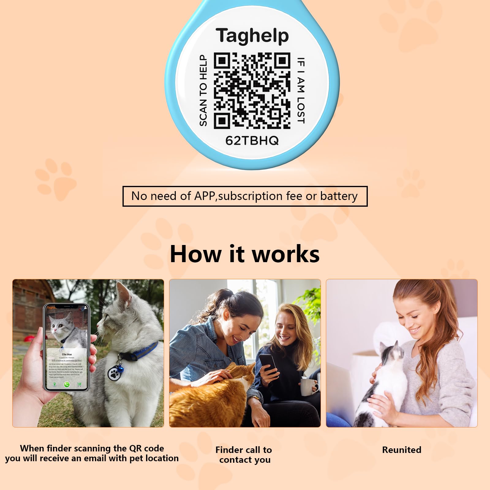 Taghelp Cat ID Tag - Personalized Chew-Proof Nameplate, 1" ABS, Blue & Black, 2 Pack