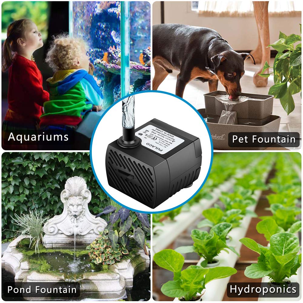 Pulaco 2Pcs Mini Submersible Water Pump (95Gph 5W) For Aquarium Fish Tank, Pond, Fountain, Hydroponics