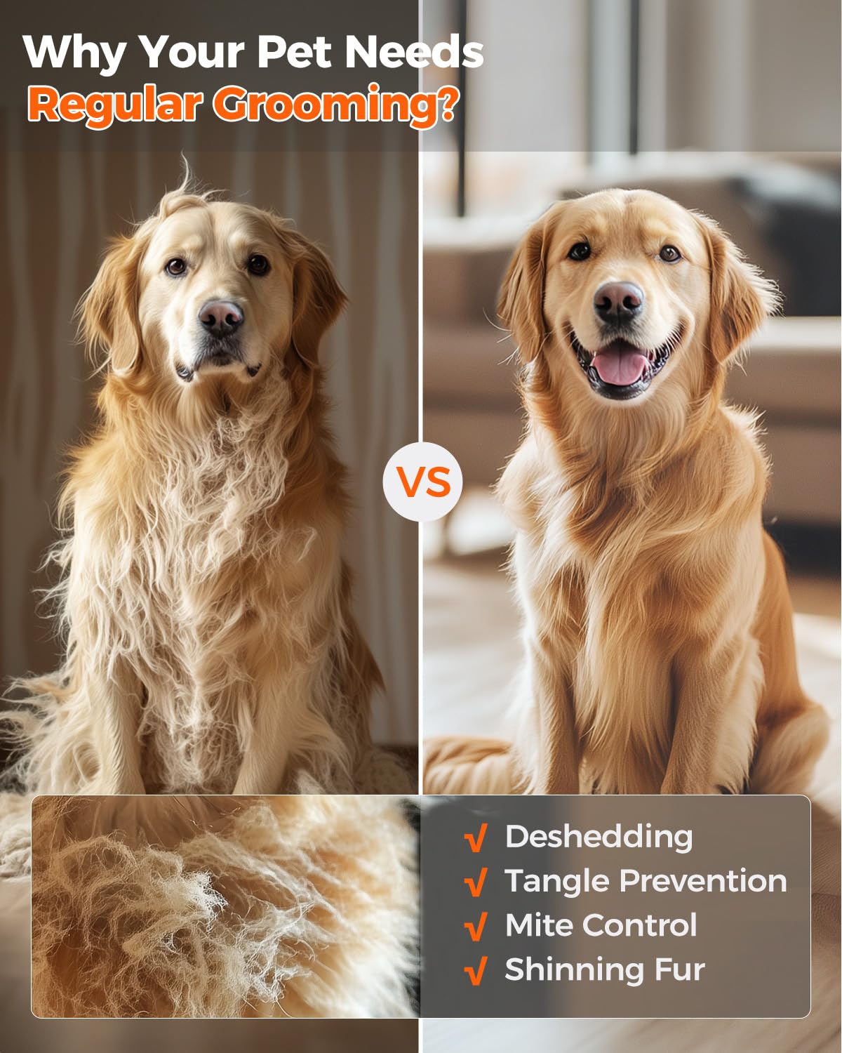 Uwant Dog Vacuum For Shedding Grooming, 13000Pa Powerful Pet Hair Vacuum With 2.5L Dust Cup 7 Tools Portable Pet Grooming Vacuum