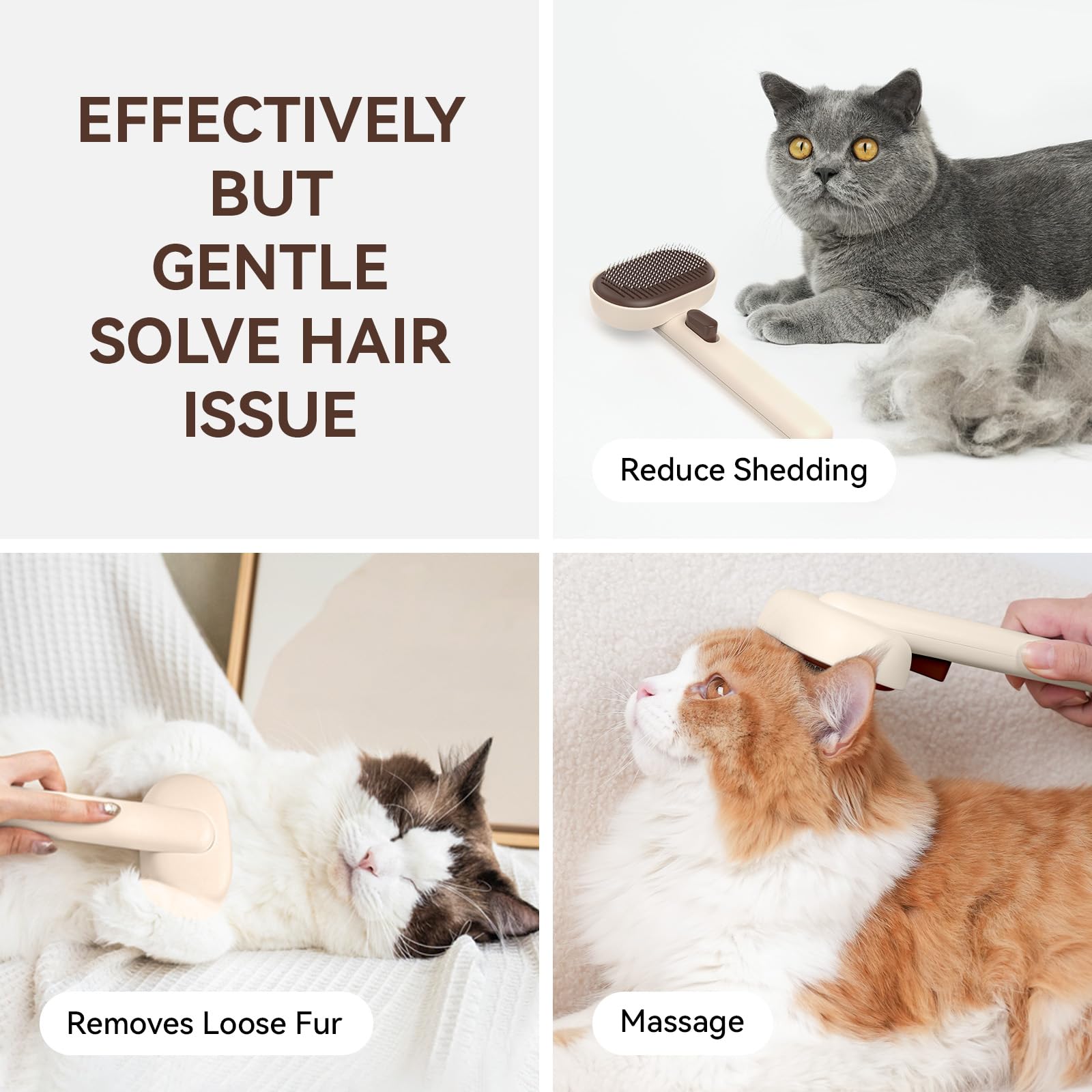 Aumuca Cat Brush For Shedding, Cat Brushes For Indoor Cats, Horses Grooming Deshedding Brush For Dog Kitten Horse Massage Remove