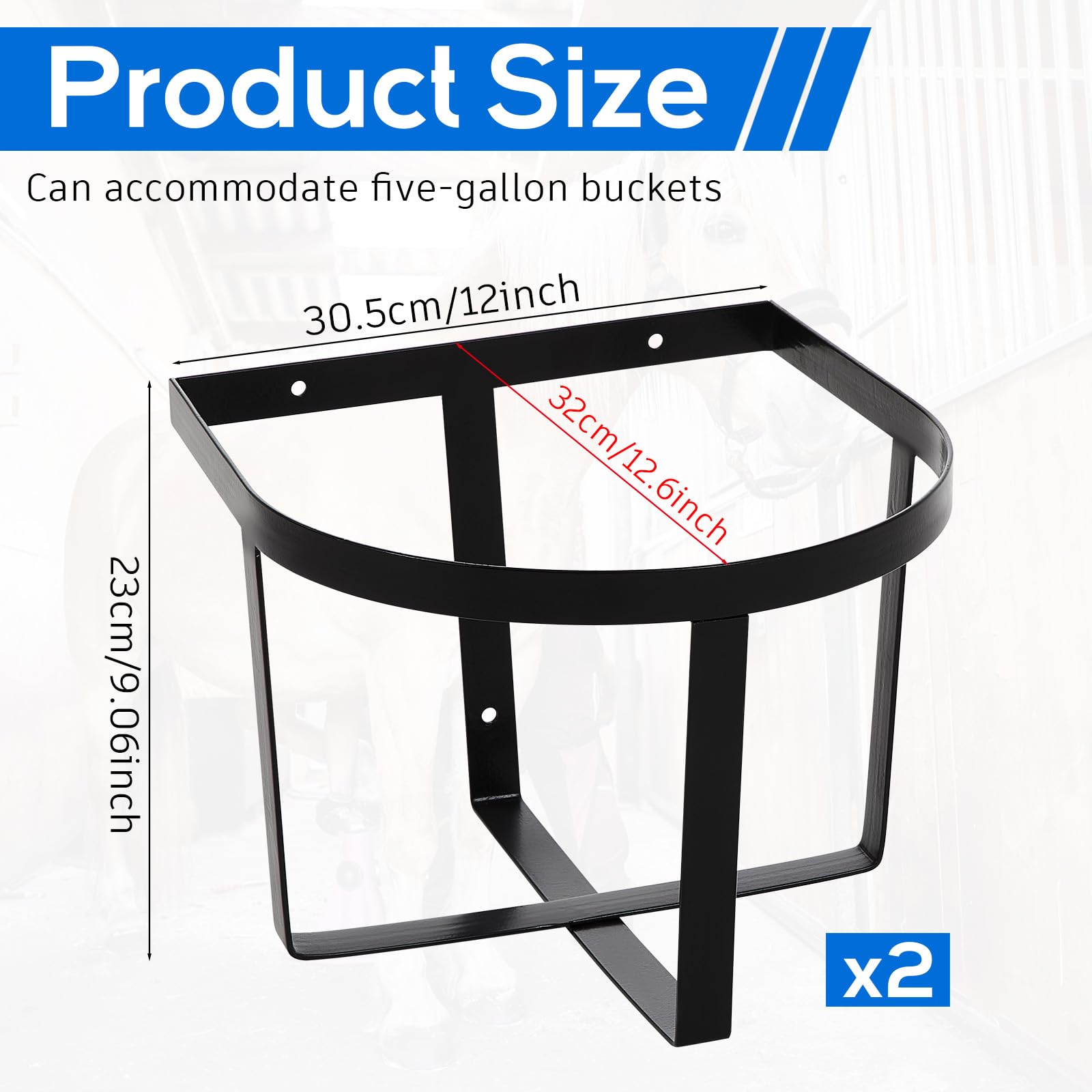 Teenyyou Heavy Duty Metal Bucket Holder for 5 Gallon Pails, Wall Mount, Black, Model YIT2016, 2 Pack