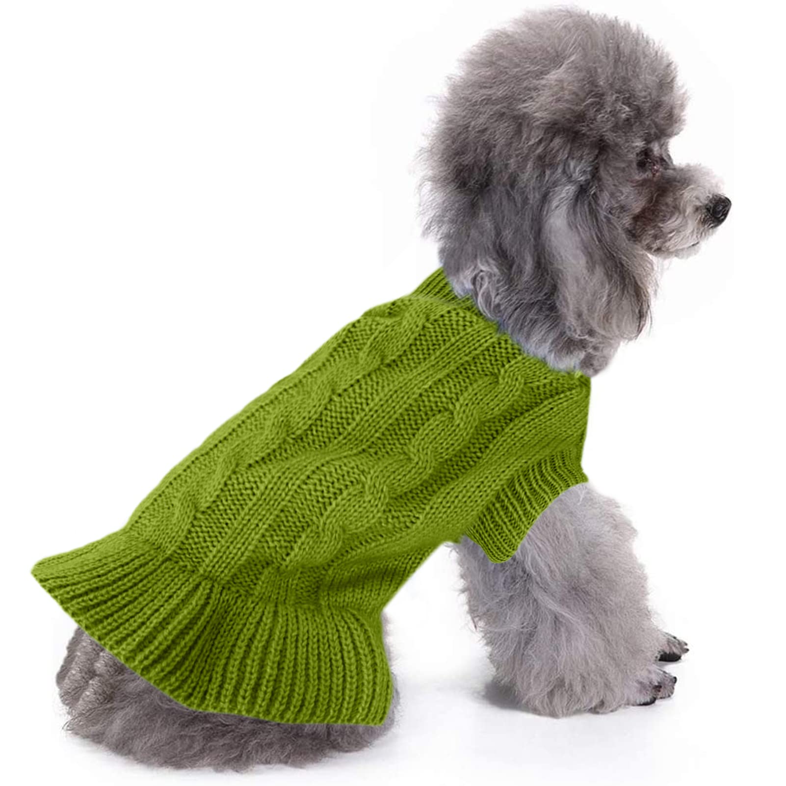 Chborchicen Small Dog Sweaters Knitted Pet Cat Warm Dog Sweatshirt Winter Clothes Kitten Puppy Sweater (Xs, Dress-Light Green)