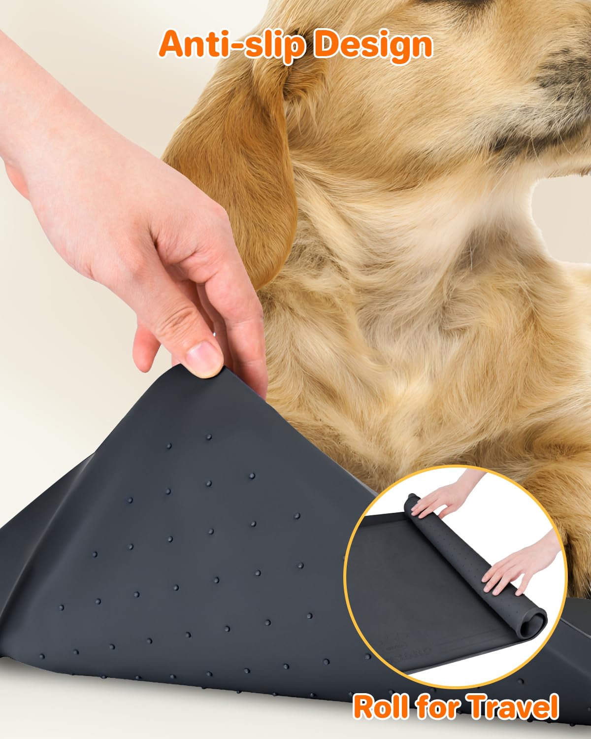 Pee Pad Holder For Dogs, 27''X27'' Dog Pad Holder [1 Inch Raised Edge] Dog Pee Pad Holder Non-Slip Silicone Mat & Leak-Proof Dog