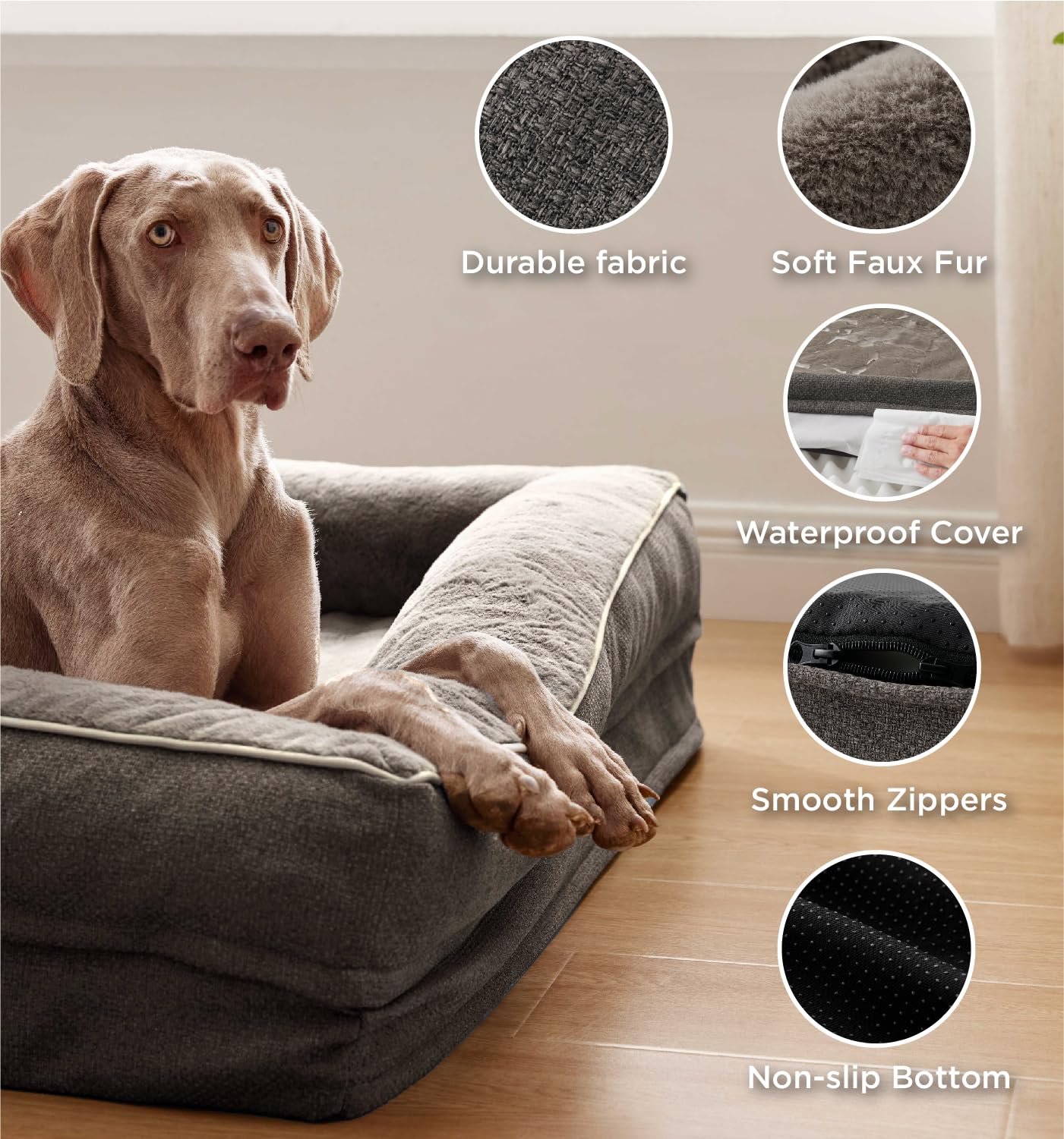 Made4Pets Orthopedic Dog Bed for Extra Large Dogs, Supportive Foam XL Pet Bed Sofa with Washable Removable Cover, Waterproof Lar
