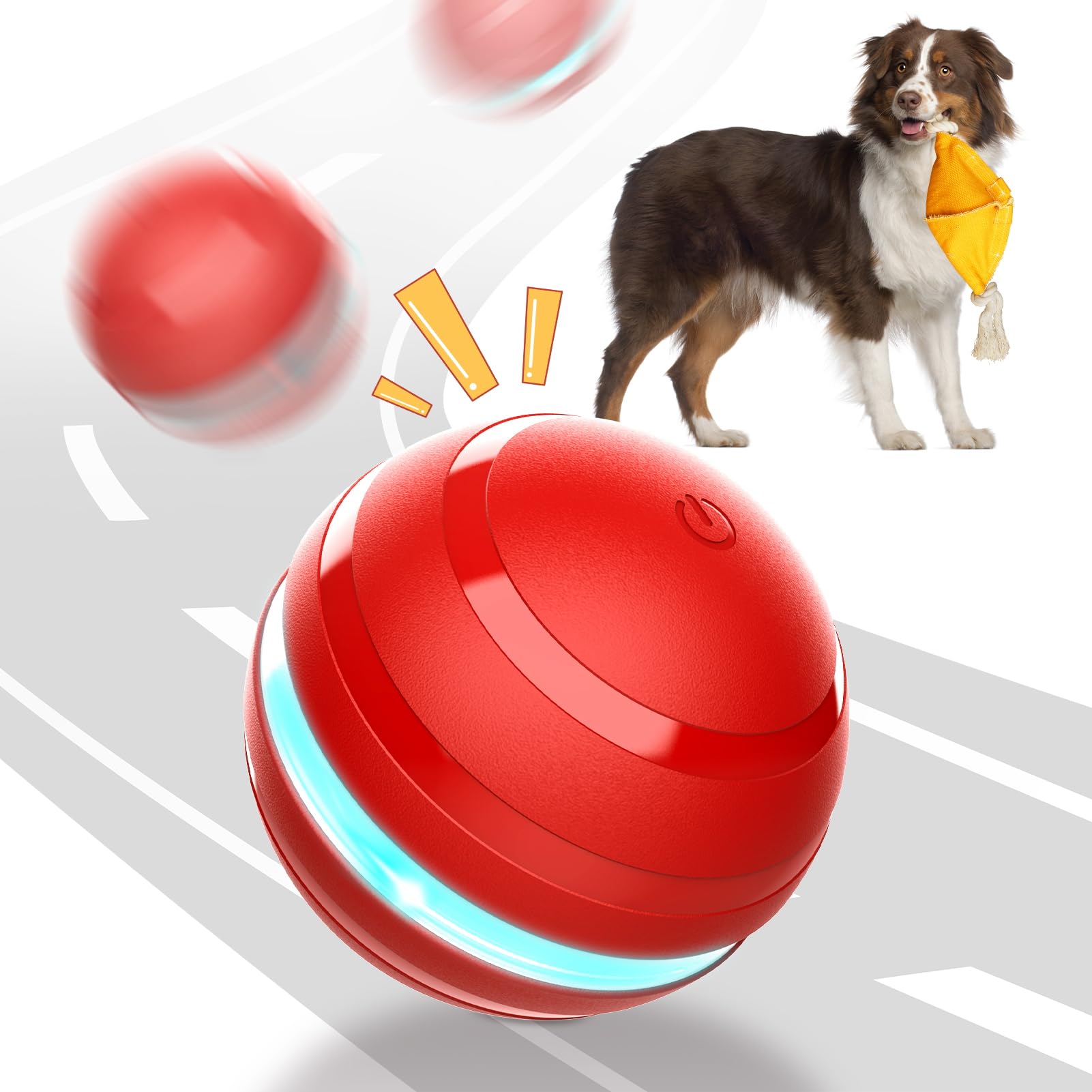 Salodal Interactive Dog Toys Motion Activated Dog Rolling Ball,Squeaky Dog Toys To Keep Them Busy,Rechargeable Electric Peppy Pe