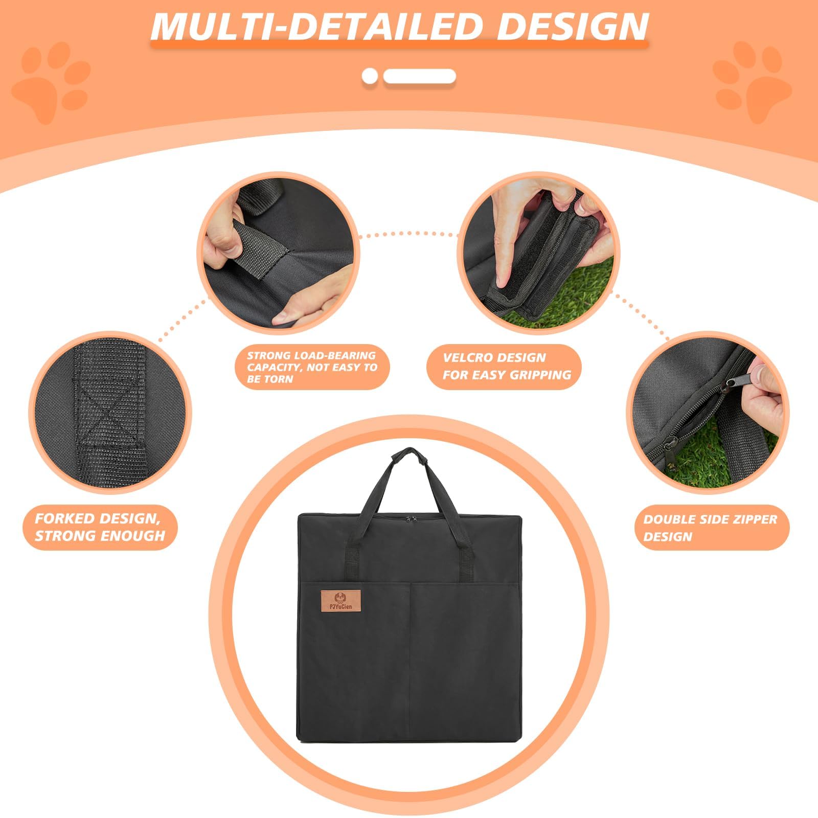 Pjyucien Dog Playpen Storage Bag, Suitable For 24''X24'' Foldable Exercise Pet Playpen, Dog Fence, Oxford Cloth Fabric, Waterpro