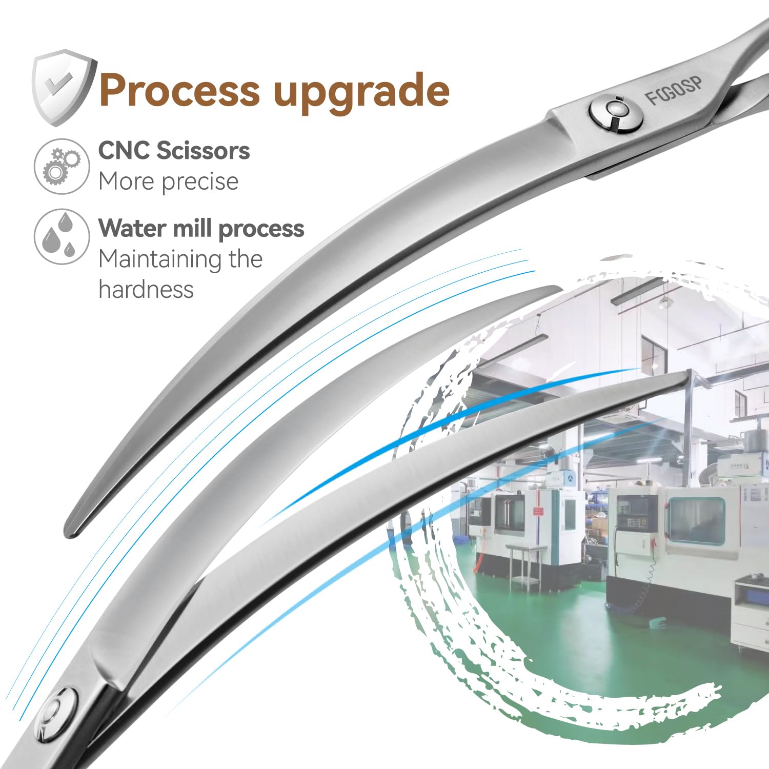Fogosp Professional 45Curved Grooming Scissors For Dogs 7.0 In Big Arc Curved Shears For Professional Groomer Japan Vg10 High-Ca