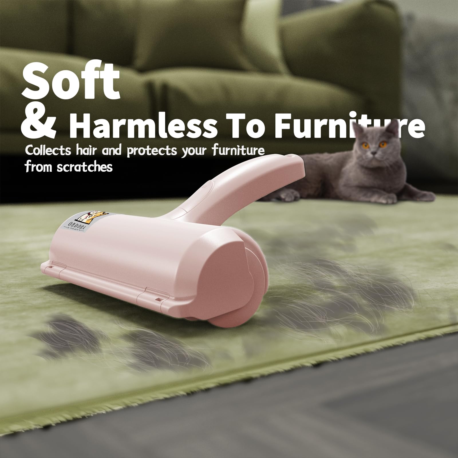 Ordora Pet Hair Remover For Furniture/Bed, Reusable Dog Hair Remover Roller For Dog & Cat, Self-Cleaning, No Adhesive Or Sticky