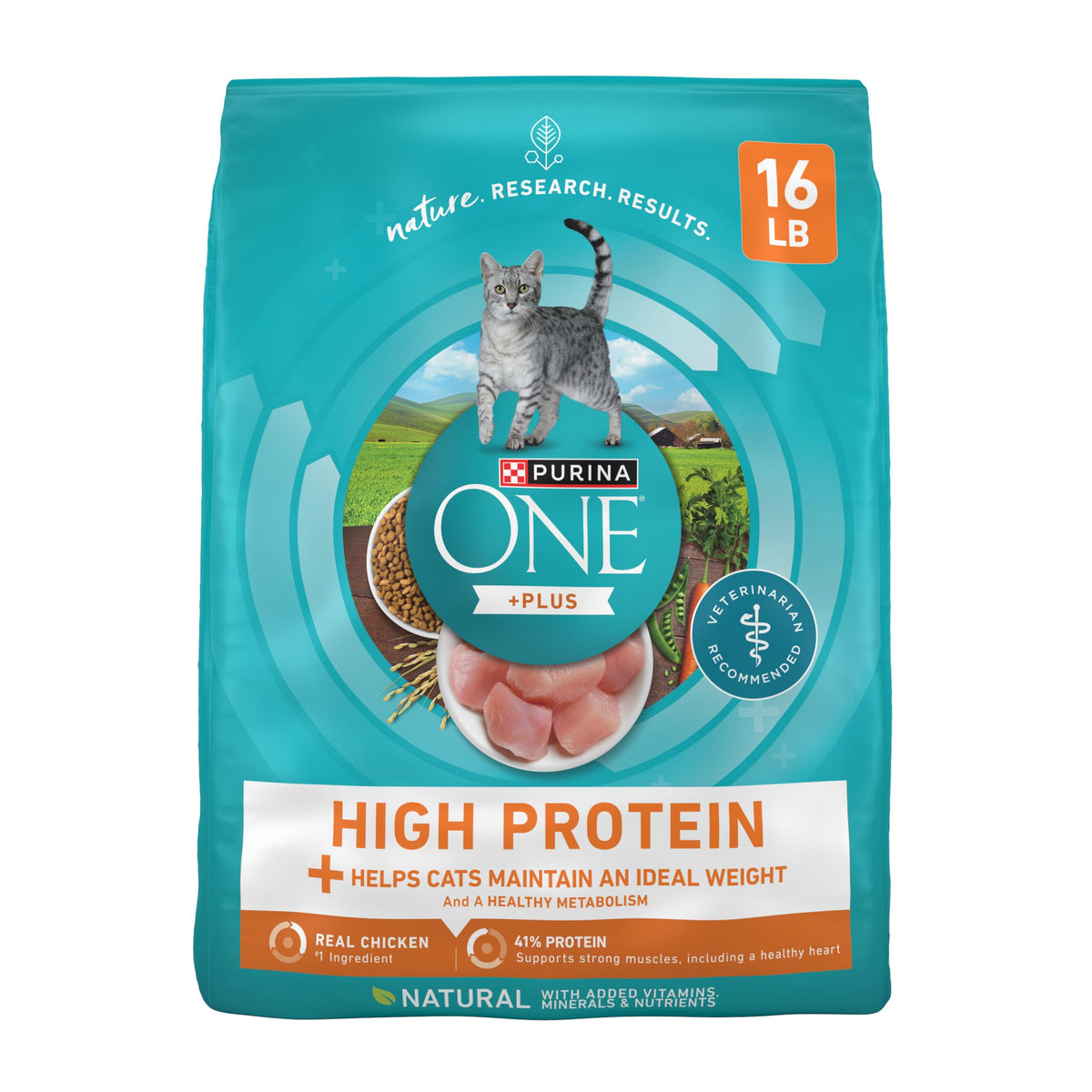 Purina One High Protein, Healthy Weight Plus Ideal Weight With Chicken Dry Cat Food Weight Control Formula - 16 Lb. Bag