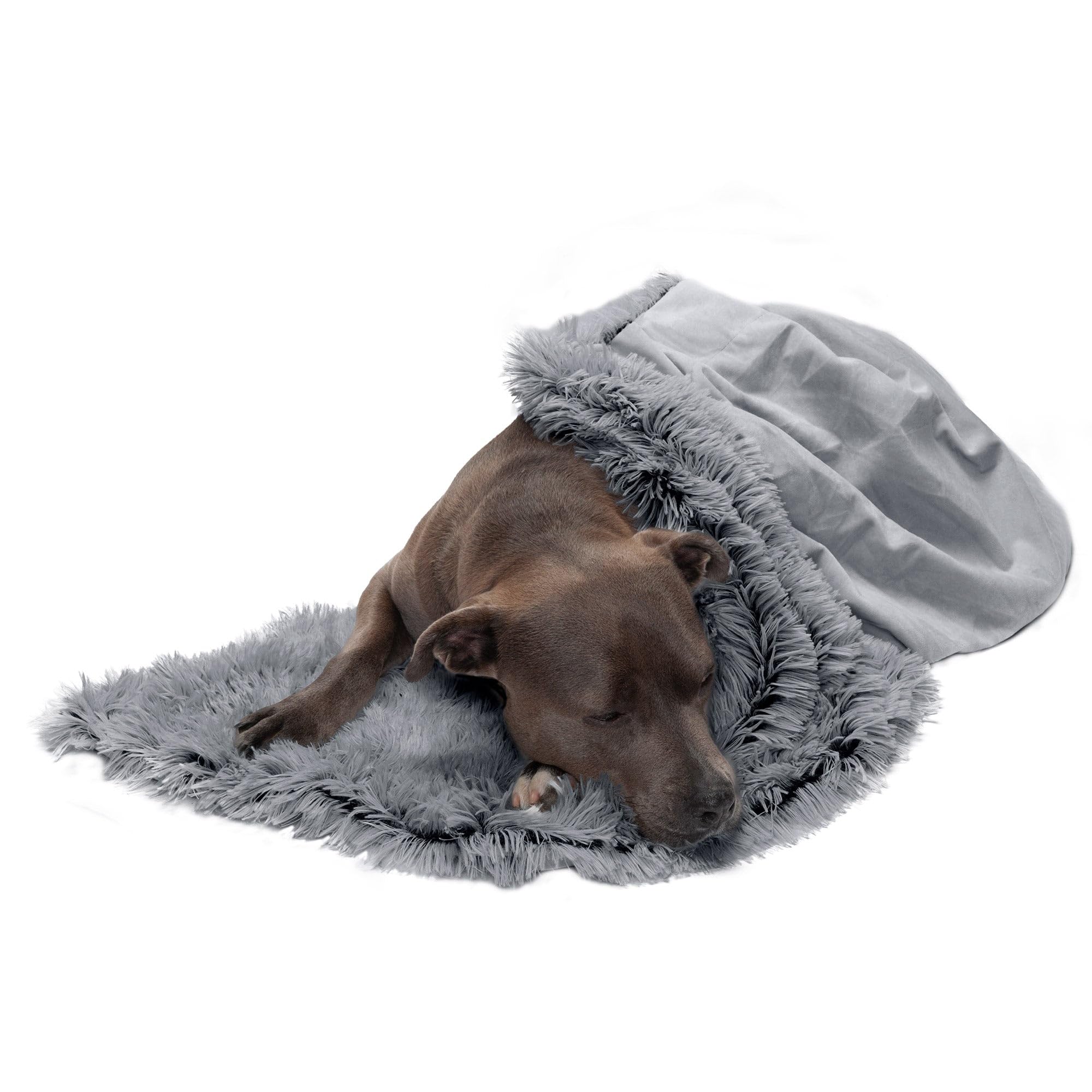 Furhaven Waterproof Throw Blanket For Dogs & Indoor Cats, Washable - Shaggy Plush Calming Long Faux Fur & Velvet Dog Blanket - Gray, Large