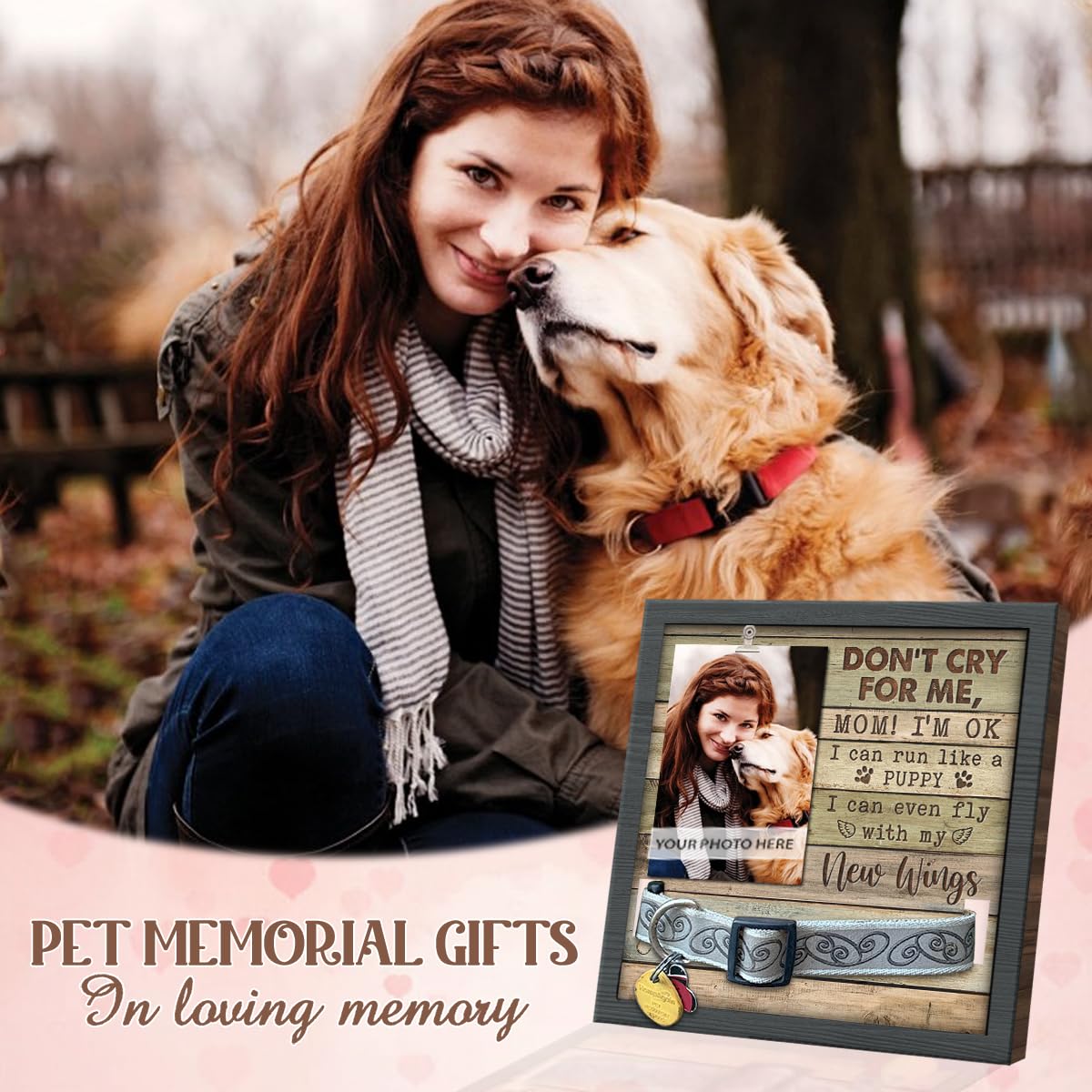 Pawfect House Dog Memorial Gifts For Loss Of Dog, Pet Memorial Collar Frame, Dog Bereavement Gifts, Custom Pet Memorial Gifts, P
