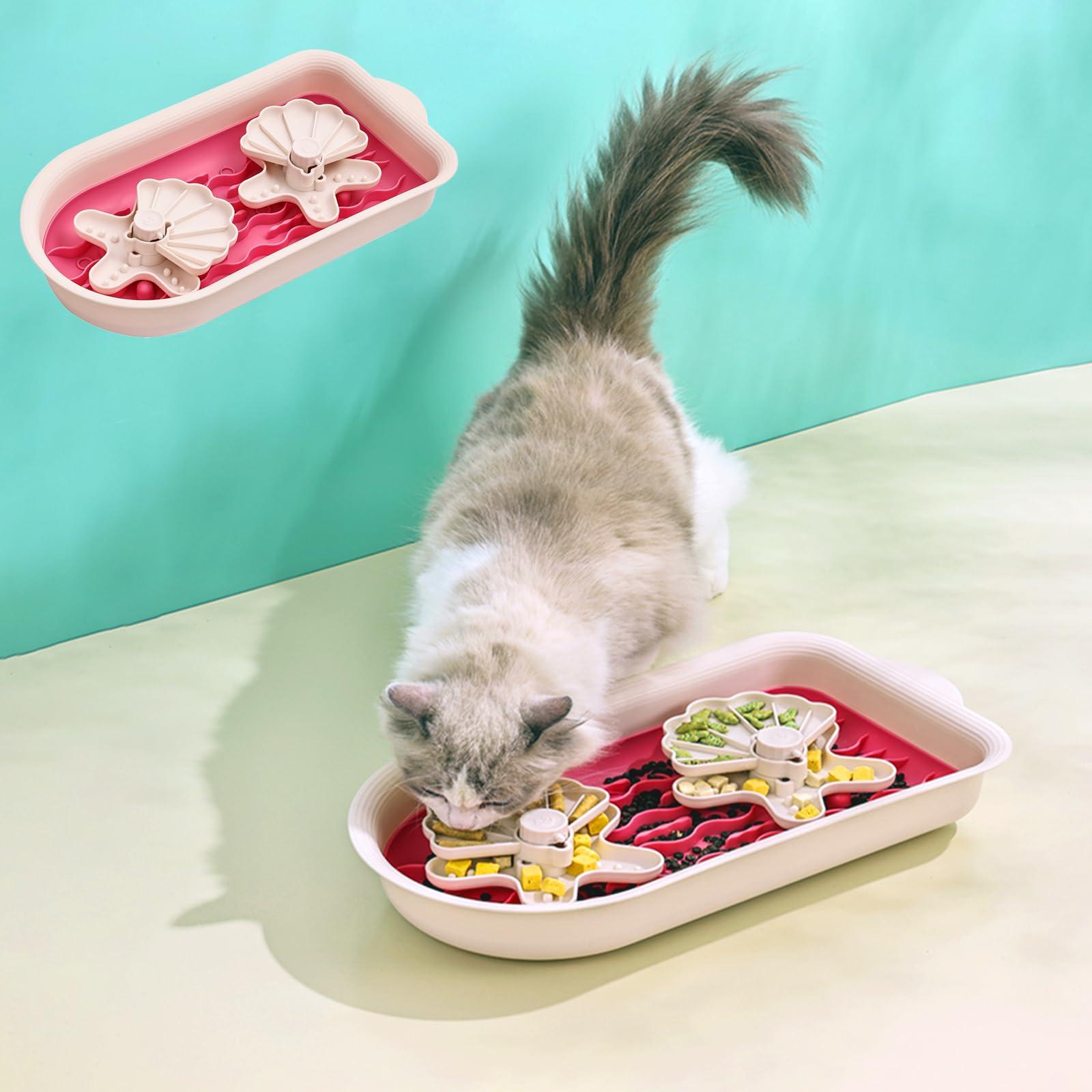 RuiXiangTeng Large Slow Feeder Dog Bowls, Dog Puzzle Slow Feeder Bowls with Lick Mat and Puzzle Inserts for Large Dogs with Non-