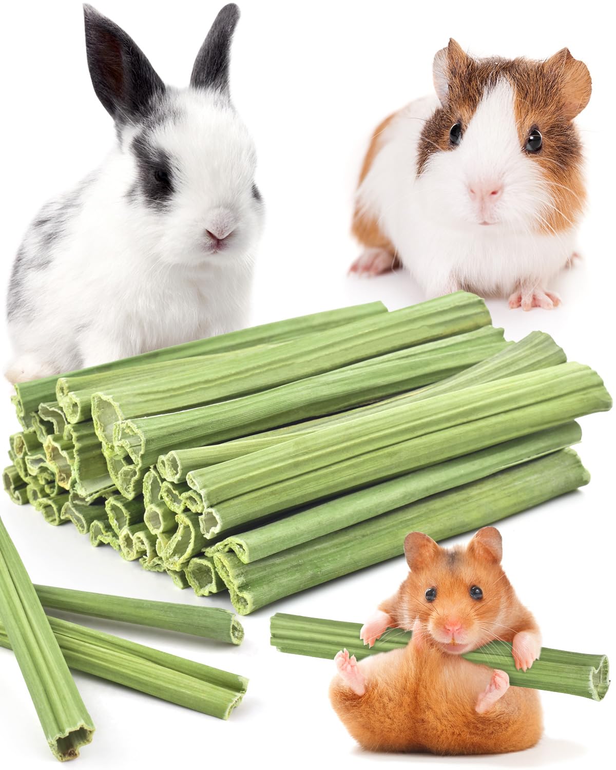 Bissap Rabbit Chew Sticks 35PCS, Natural Papaya Stems Bunny Chews Treats for Rabbits Hamsters Chinchillas Guinea Pigs Small Anim