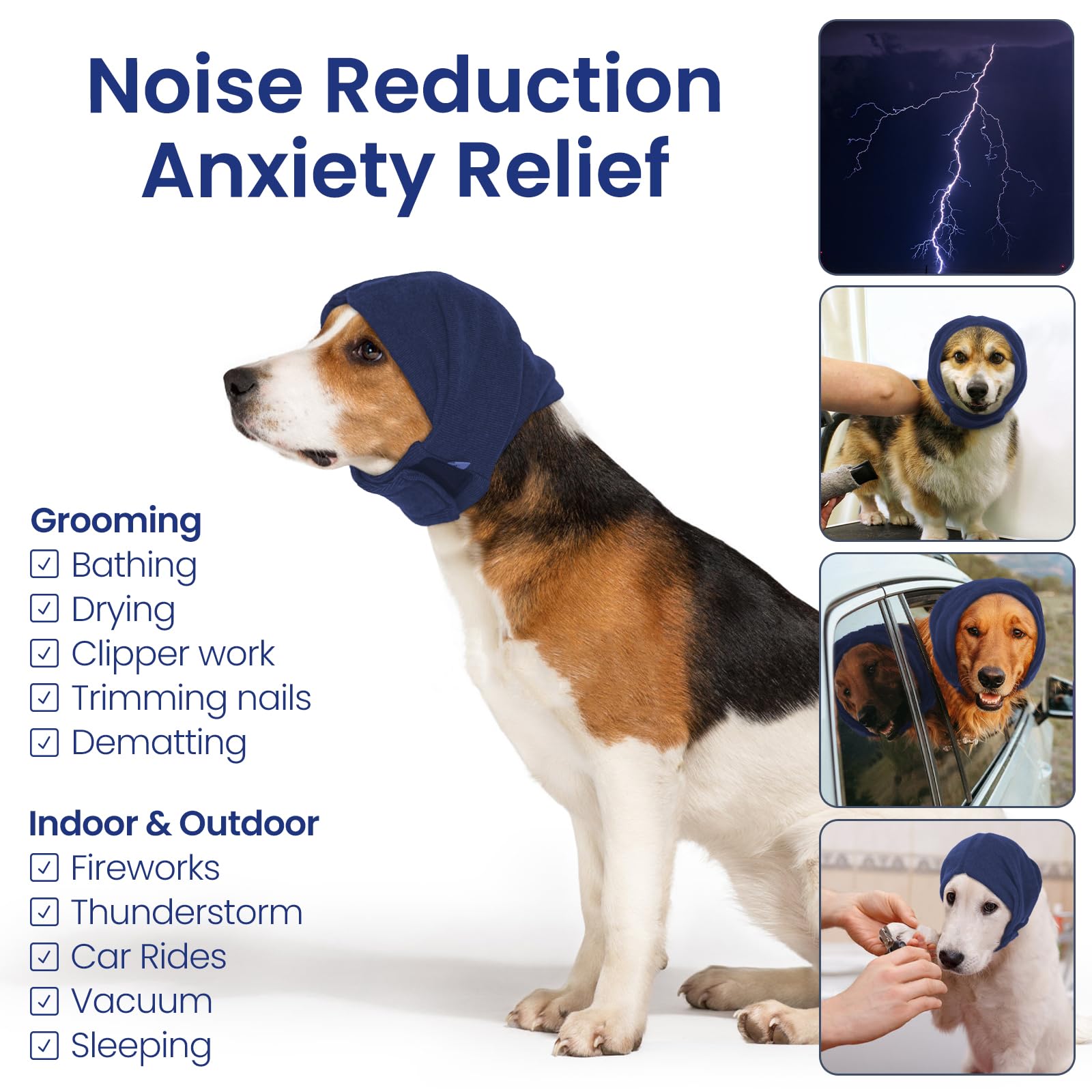 Nanaki Soft Dog Calming Hoodie Anxiety Relief Dog Ear Muffs Noise Protection Dog Ear Wrap Hematoma Fireworks Dog Ear Cover for B