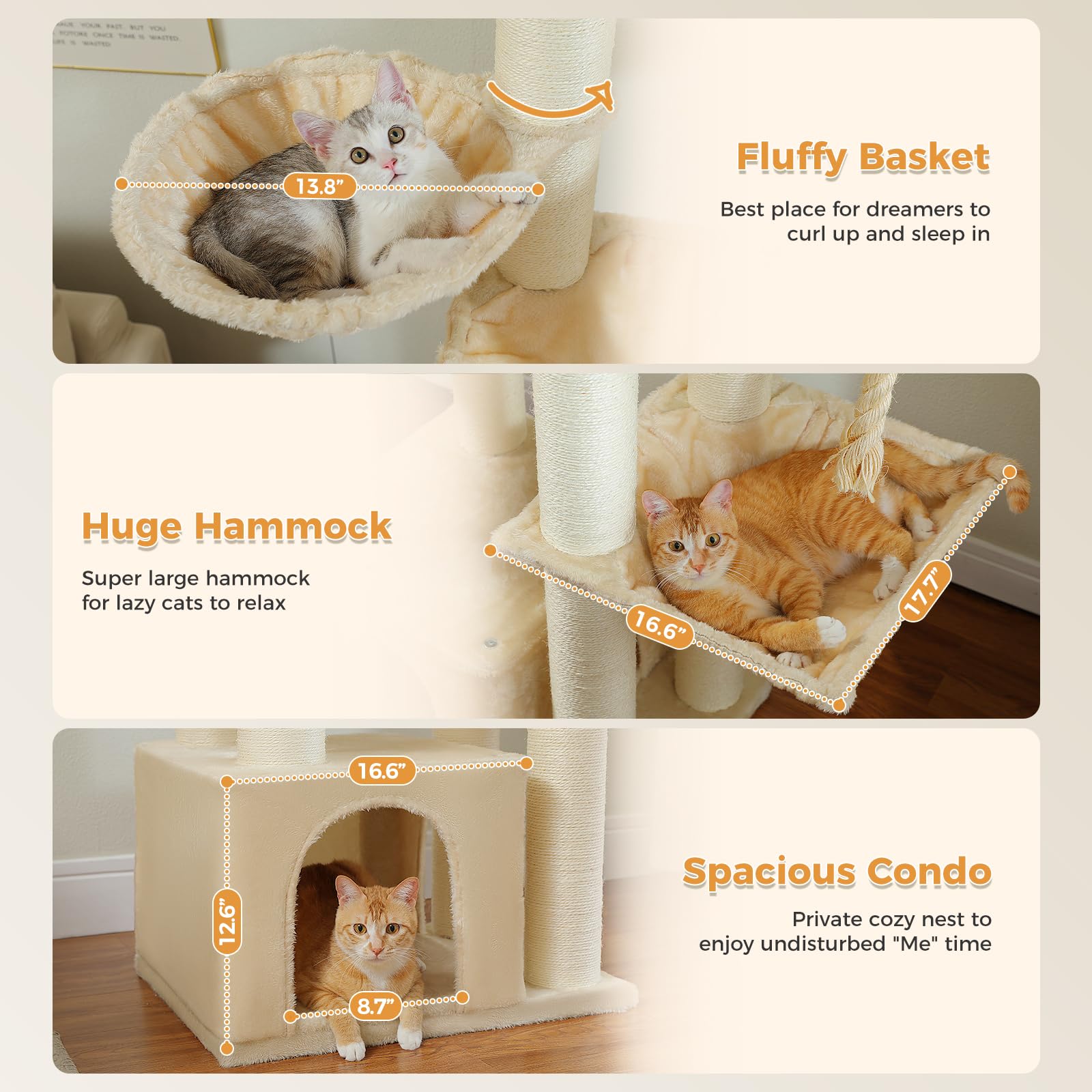 UYMI 67 Heavy-Duty Cat Tree for Indoor Cats Large Adult, XXL Cat Tower with 13 Thick Scratching Posts (f4.3), Super Large Perch,
