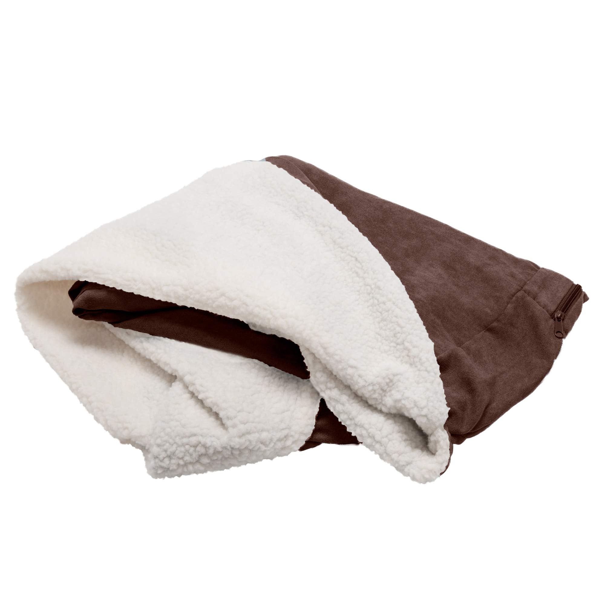 Furhaven Replacement Dog Bed Cover Sherpa & Suede Snuggery, Machine Washable - Espresso, 26-Inch