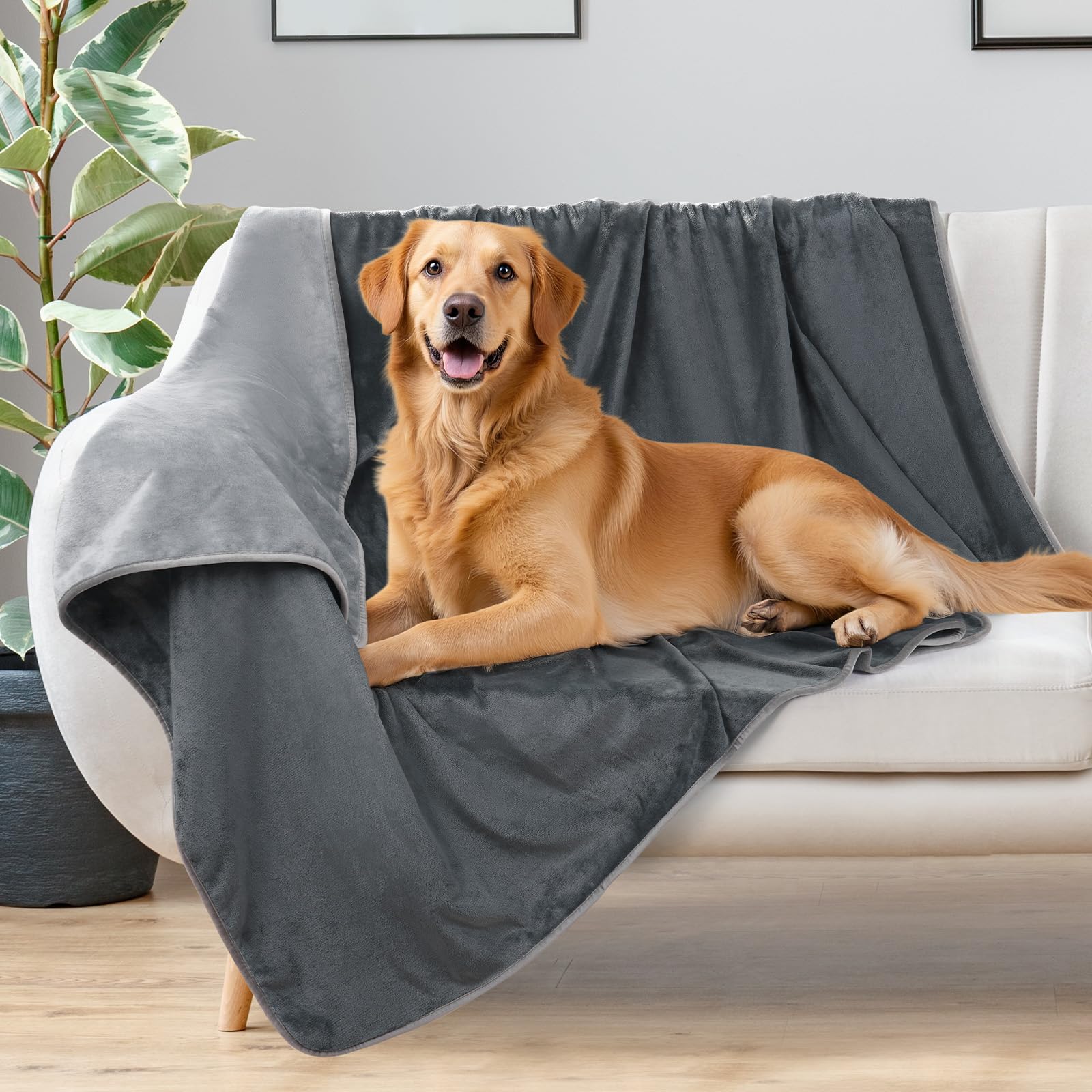 Loobani Waterproof Dog Blanket For Couch: Reversible Soft Flannel Puppy Blankets For Medium Large Dogs Liquid Proof, Washable Pe